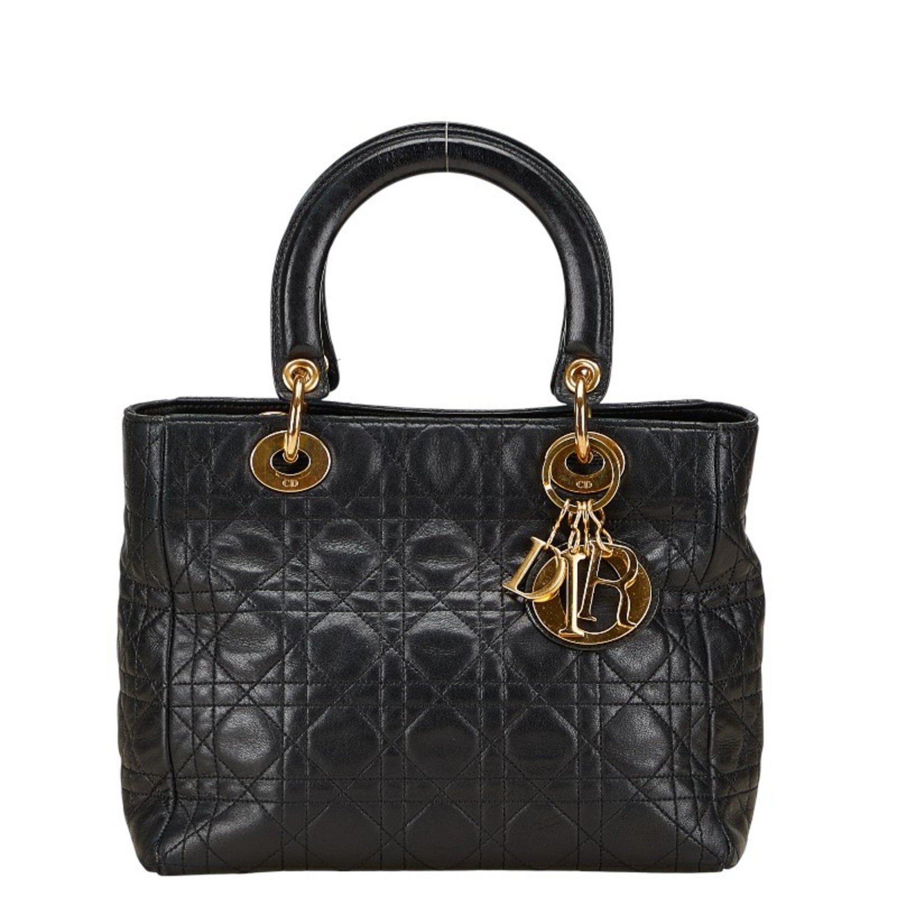 Christian Dior Dior Lady Cannage Handbag Leather