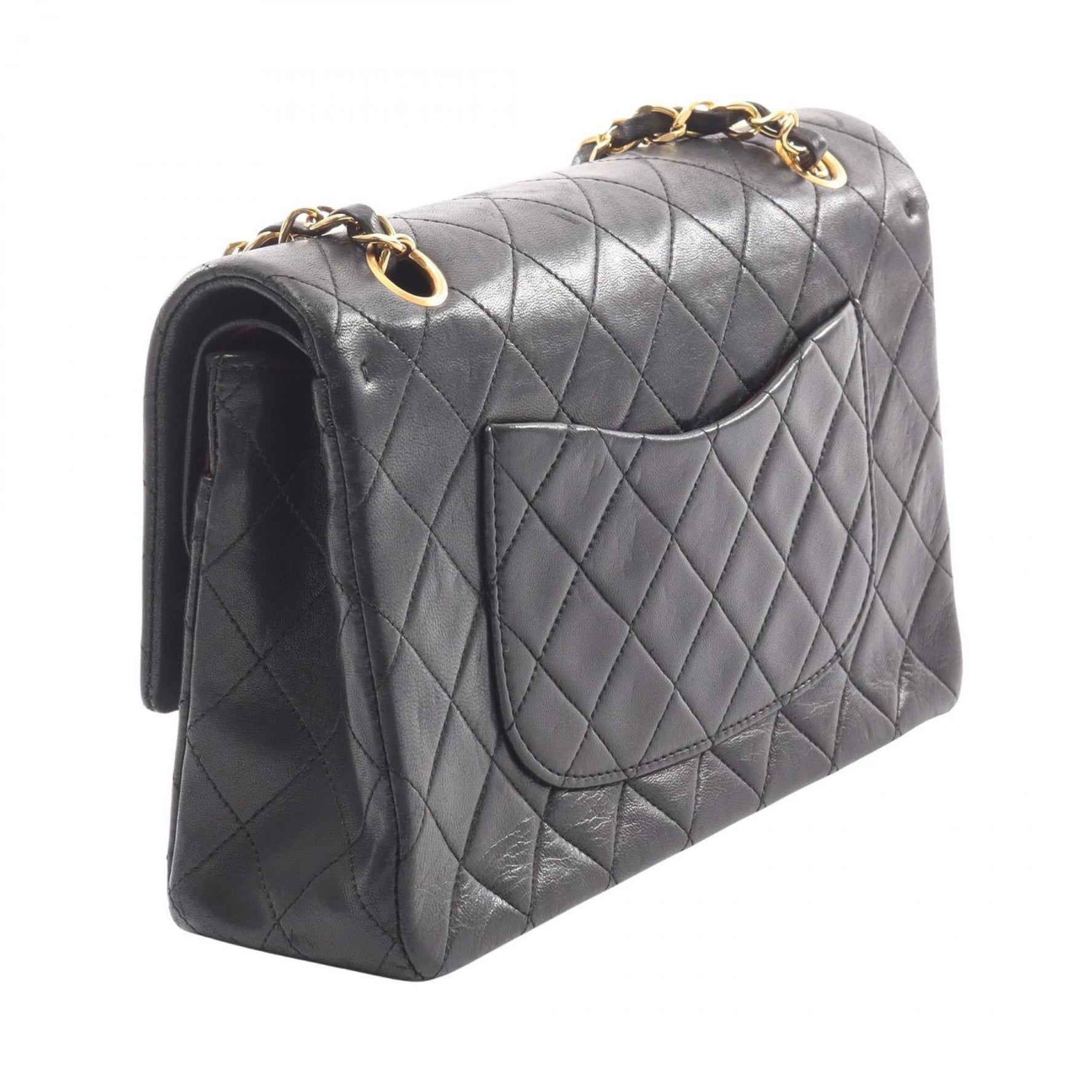 CHANEL Matelasse Double Flap Shoulder Bag in Lambskin Leather