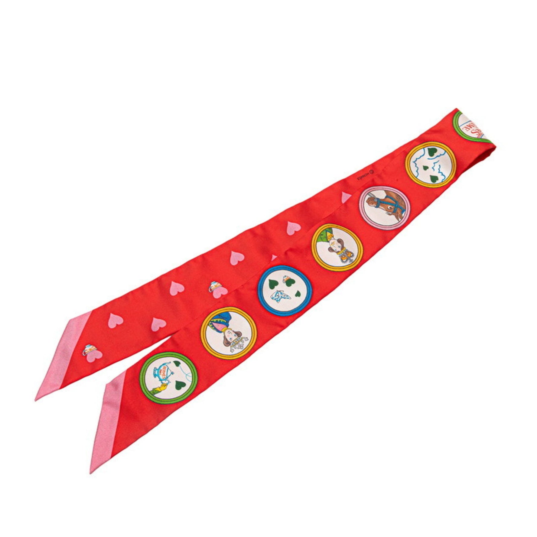 Hermès Twilly Tea Time Scarf, Red, Pink, Multicolor, Silk, HERMES