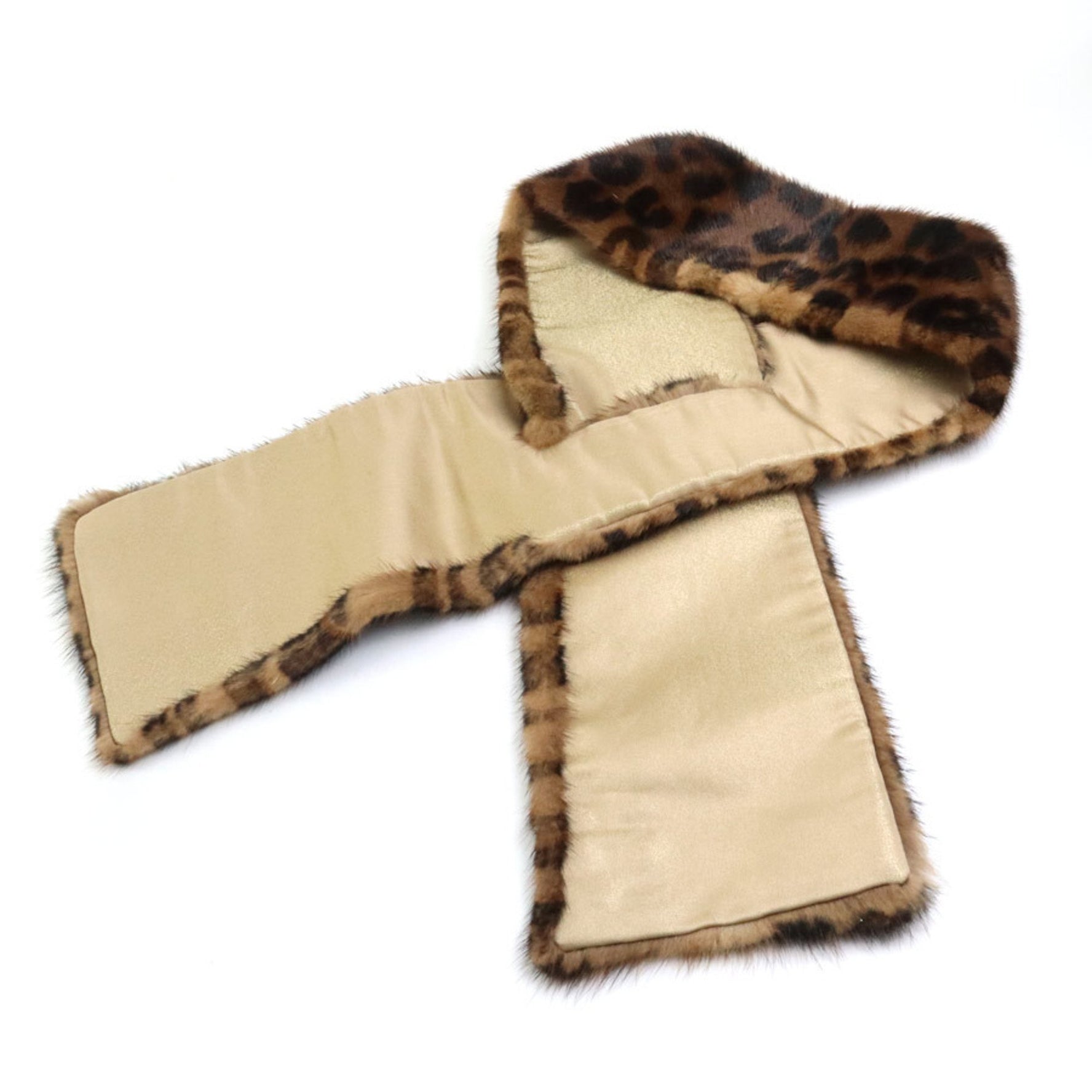 Louis Vuitton Scarf Tippet Leopard Mink Gold