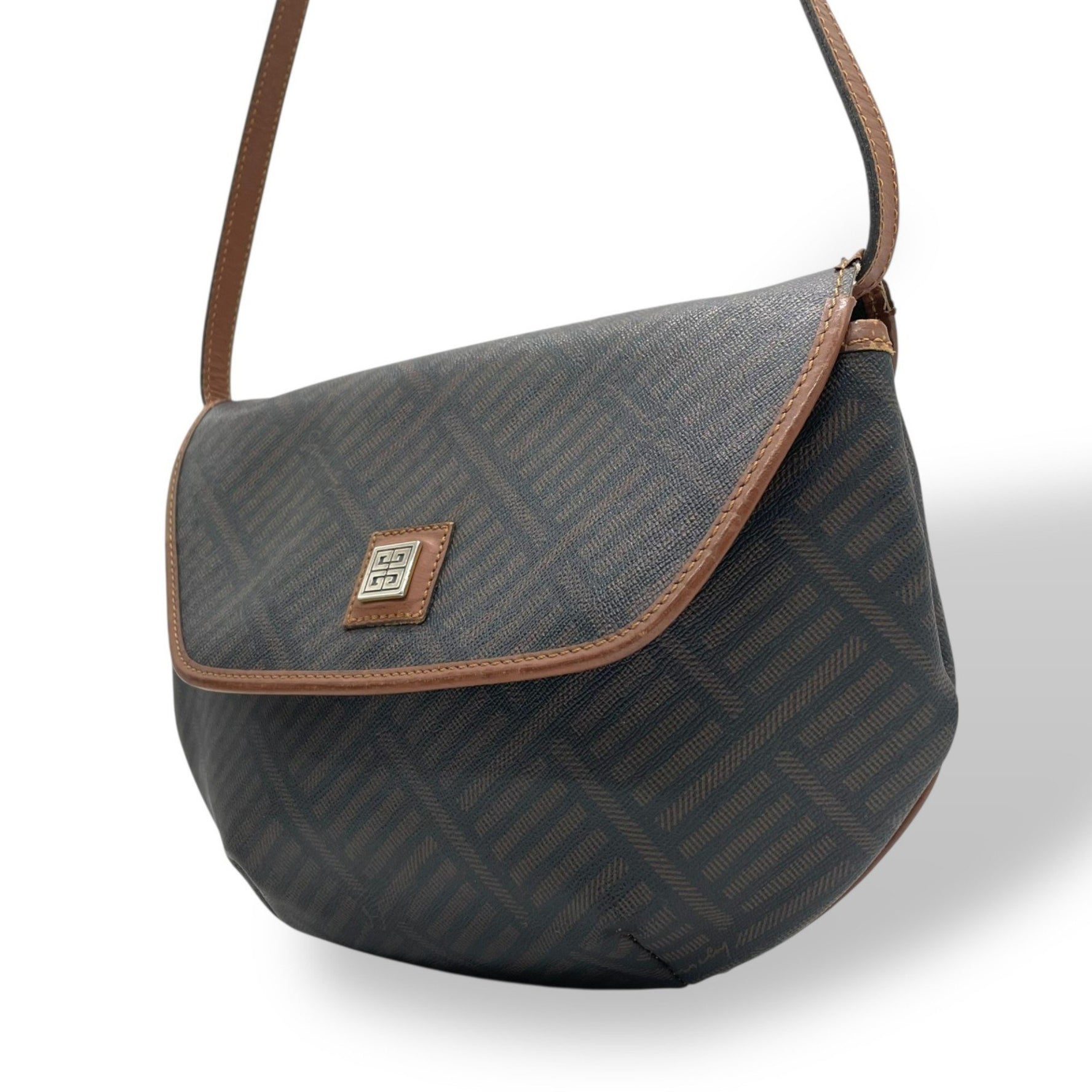 Givenchy Shoulder Bag Monogram Pattern Flap Black Logo Plate