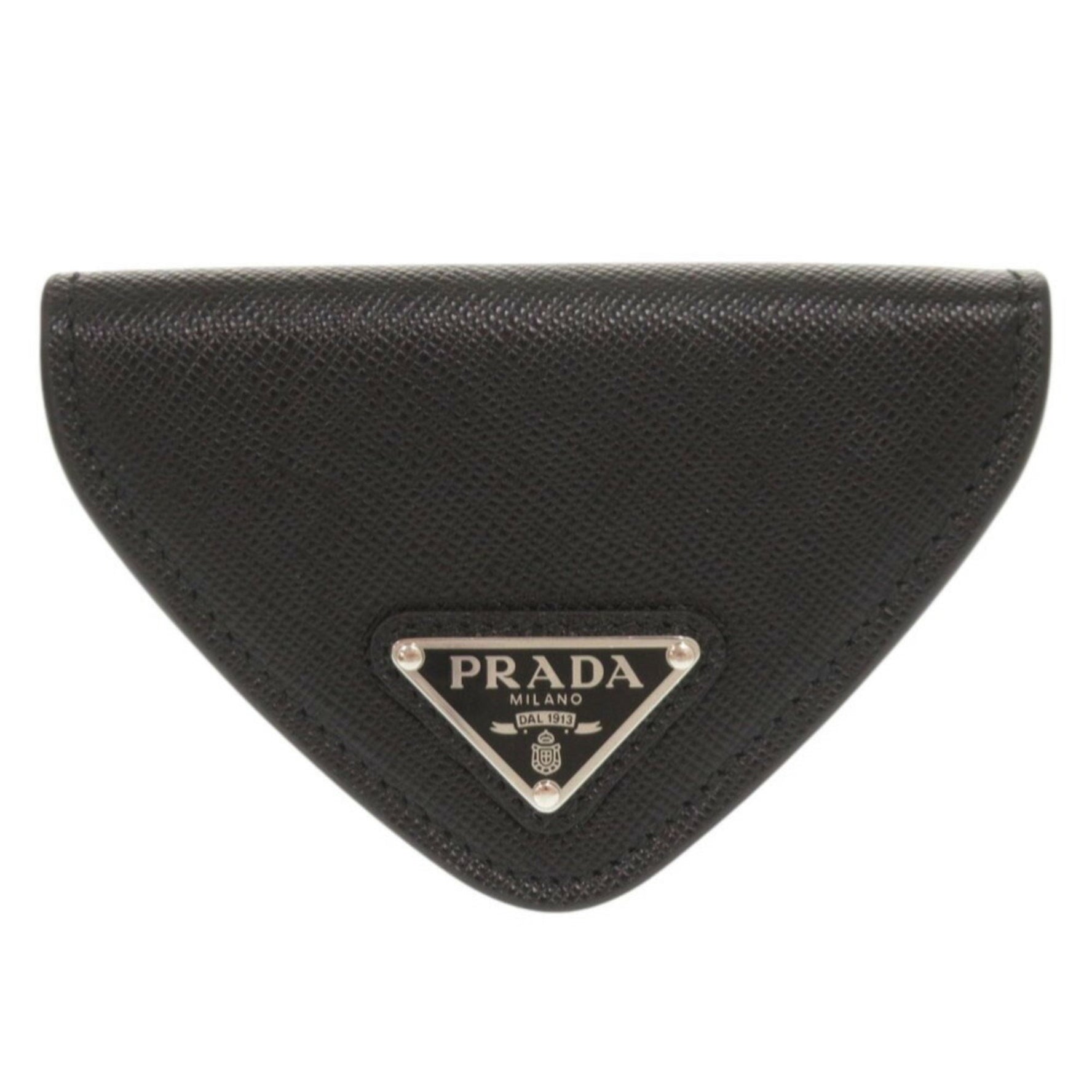 Like new Prada Saffiano Triangle Leather Coin Case
