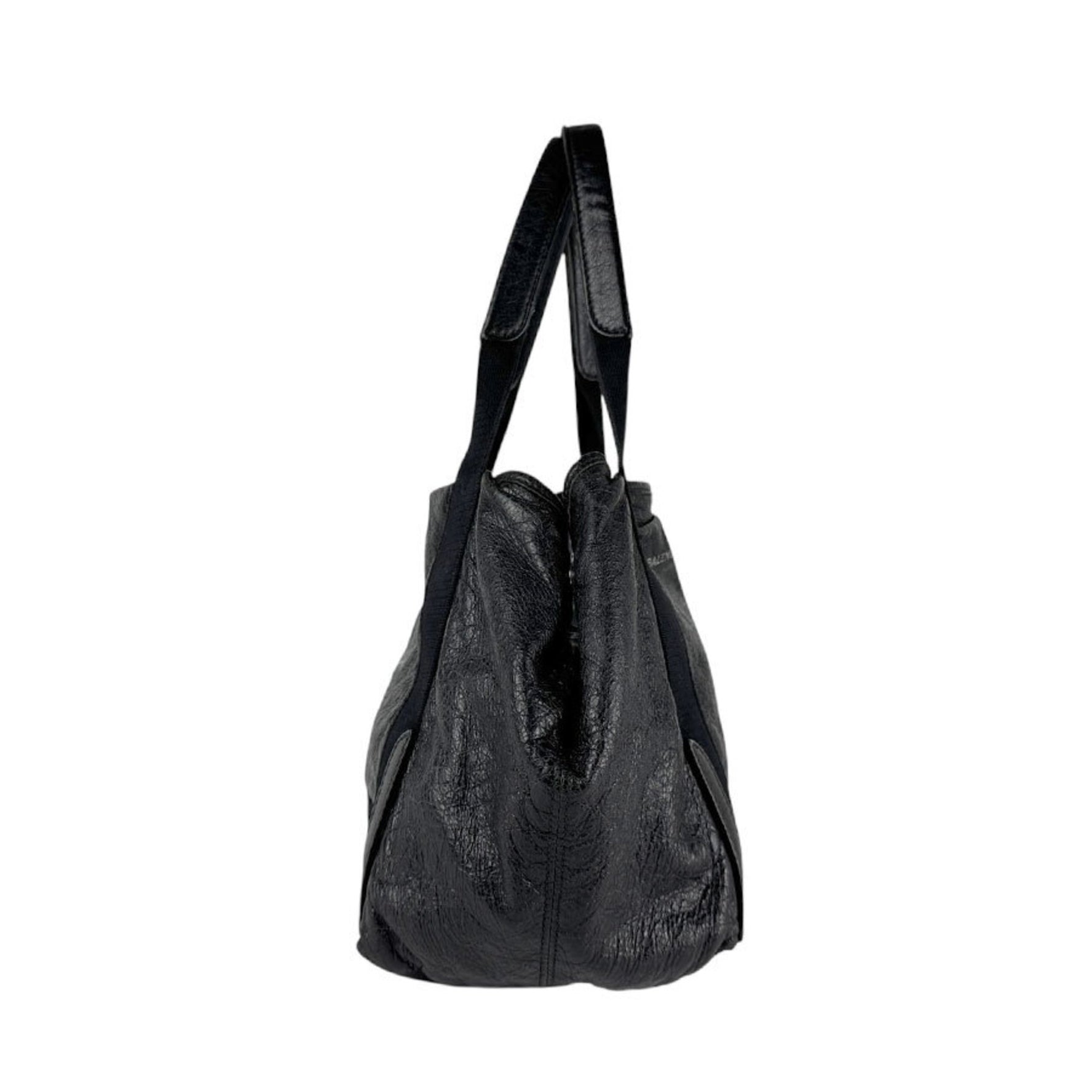 Balenciaga BALENCIAGA Shoulder Bag Tote Navy Cabas S Leather Black Women's z6365