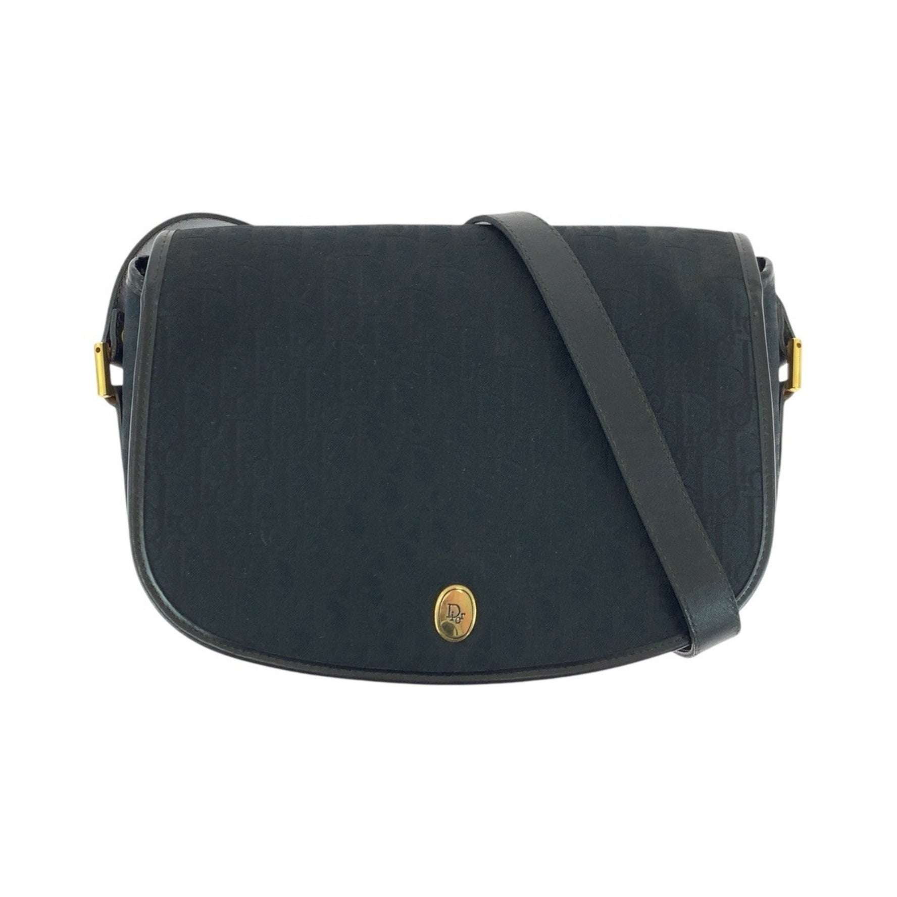 Christian Dior Dior Vintage Trotter Gold Hardware Canvas Leather Shoulder Bag Pochette