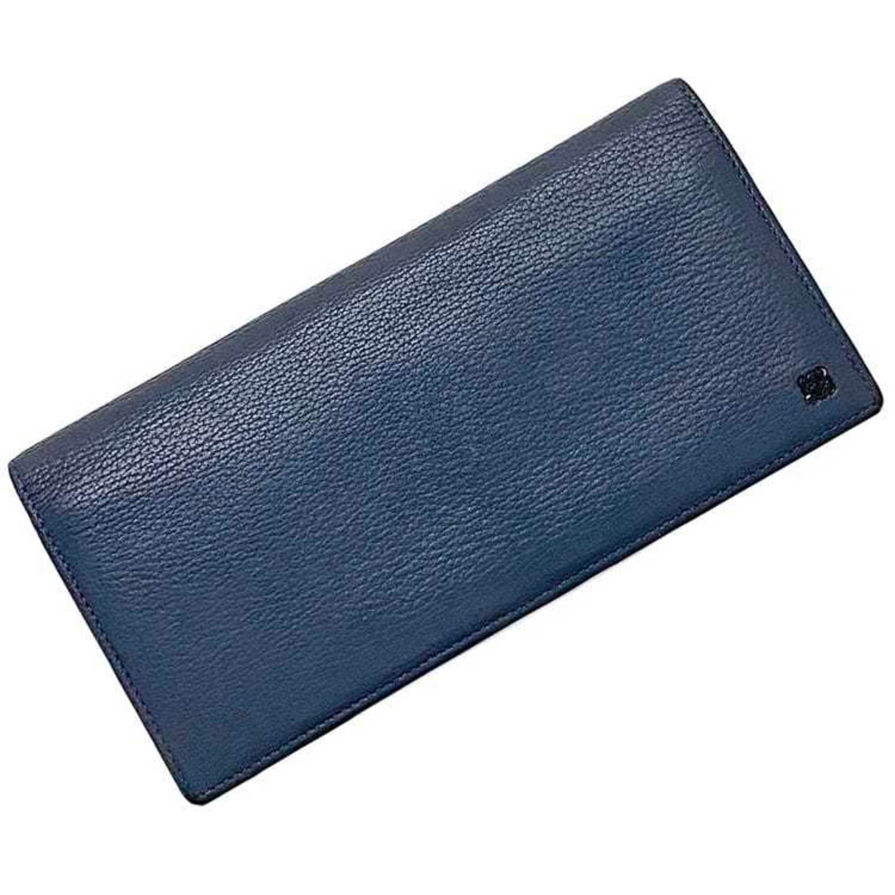 LOEWE Bi-fold Long Wallet Light Anagram Billfold Leather Blue Accessory