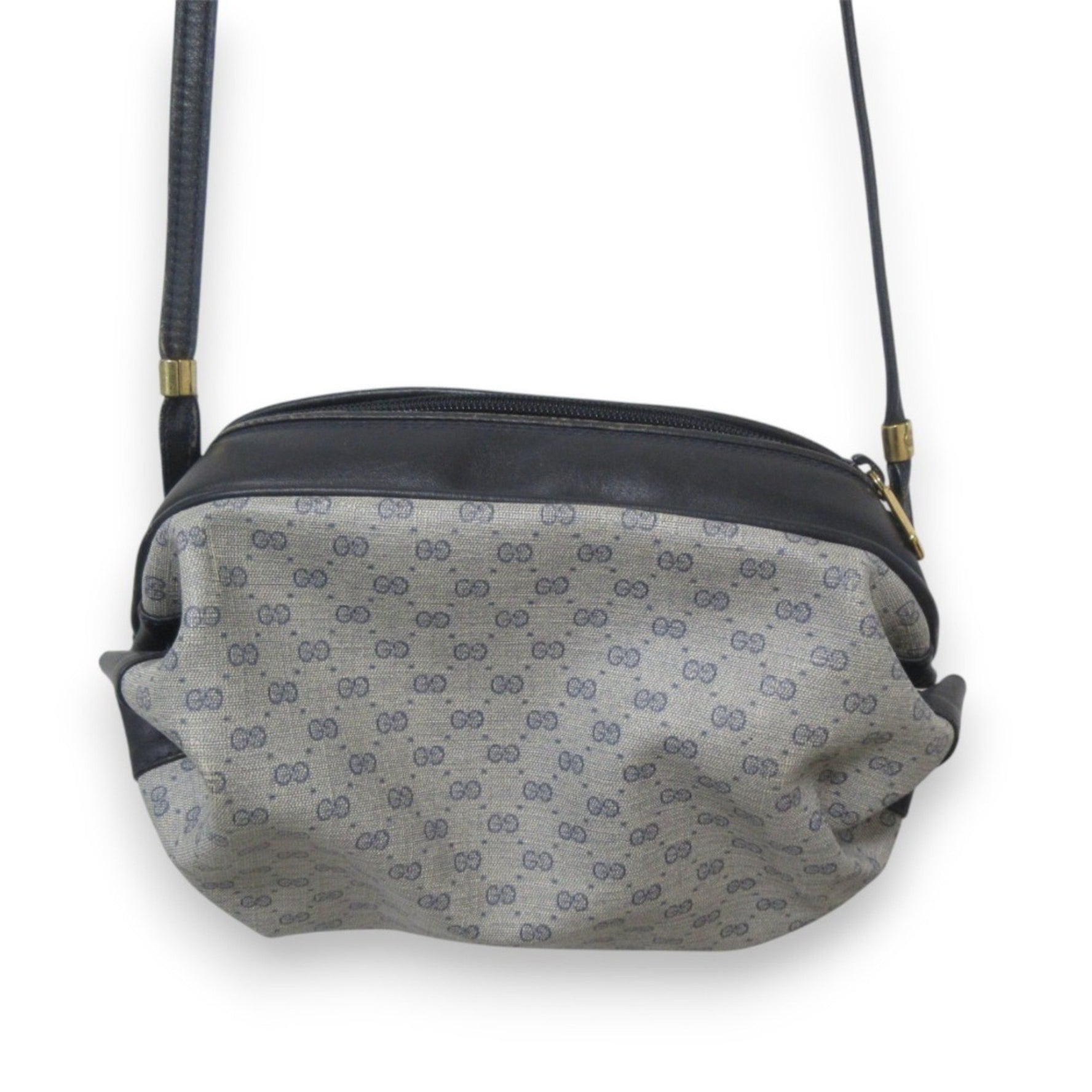 GUCCI Old Vintage Micro GG Shoulder Bag Gray x Navy