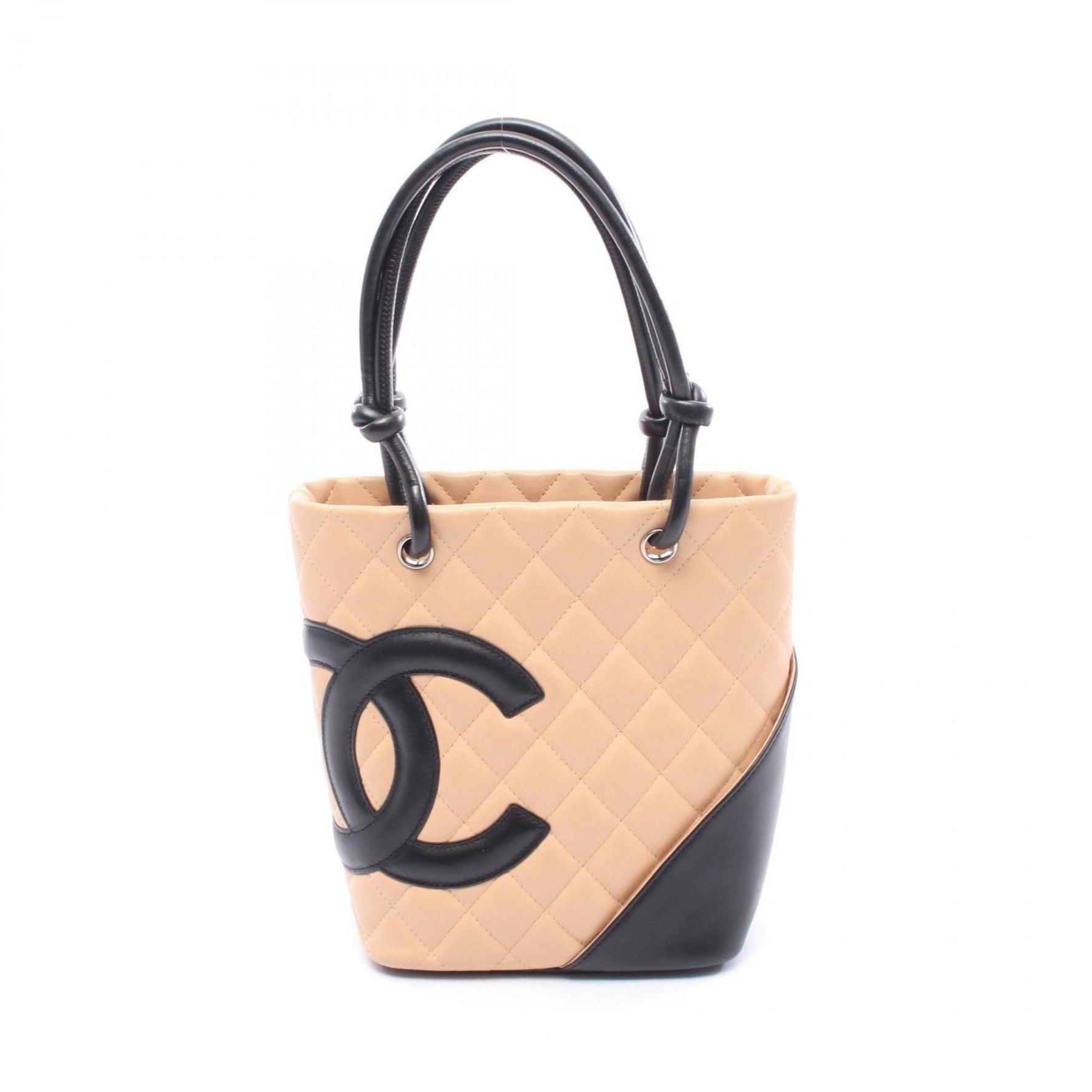 CHANEL Cambon Line Small Tote Bag, Leather, Pink and Black