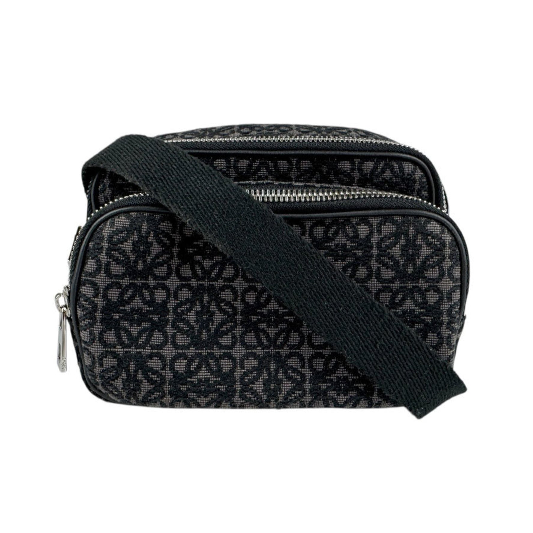LOEWE Shoulder Bag Anagram Canvas Black Brown Silver Men's