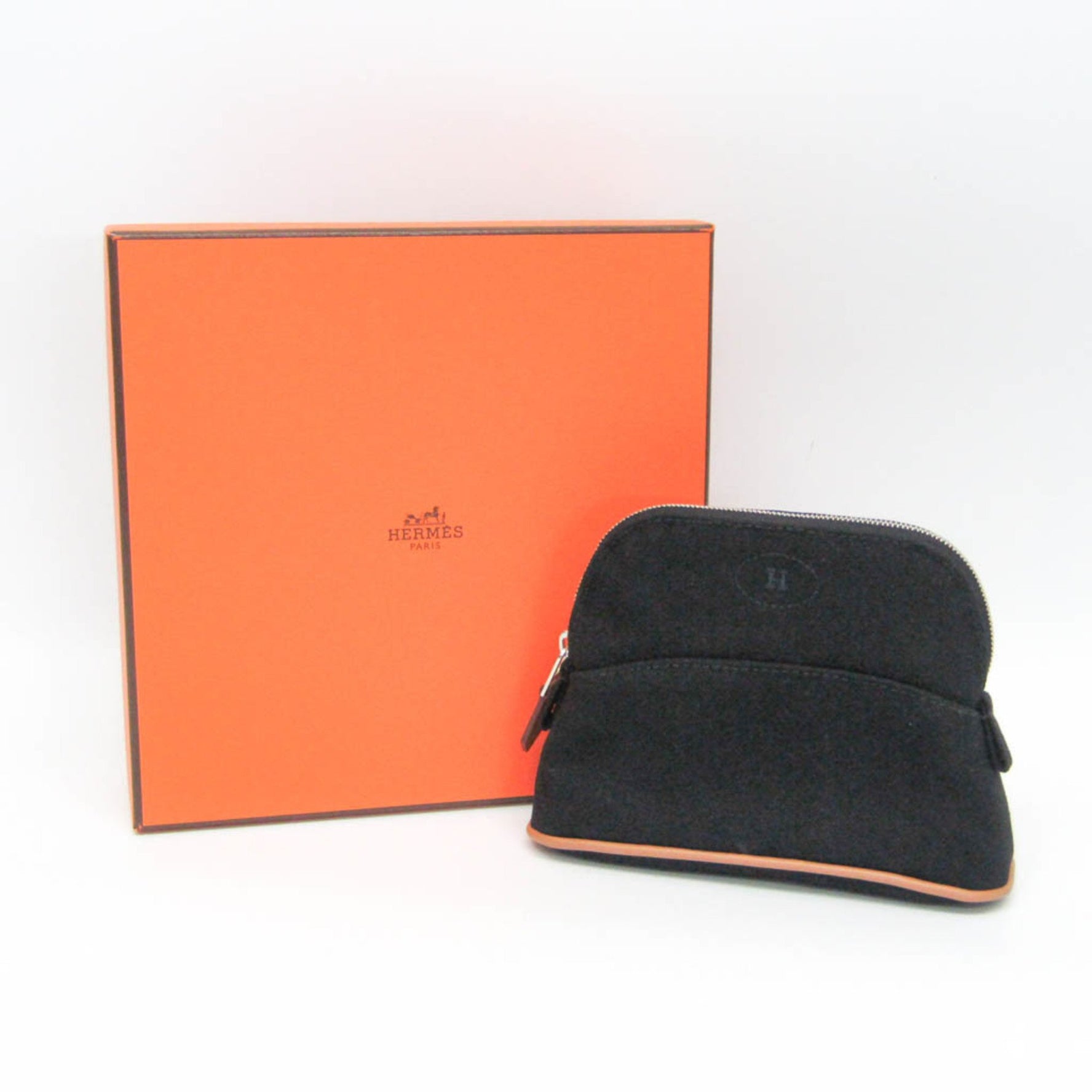 Hermes Bolide Mini Mini Cotton,Leather Pouch Black,Brown