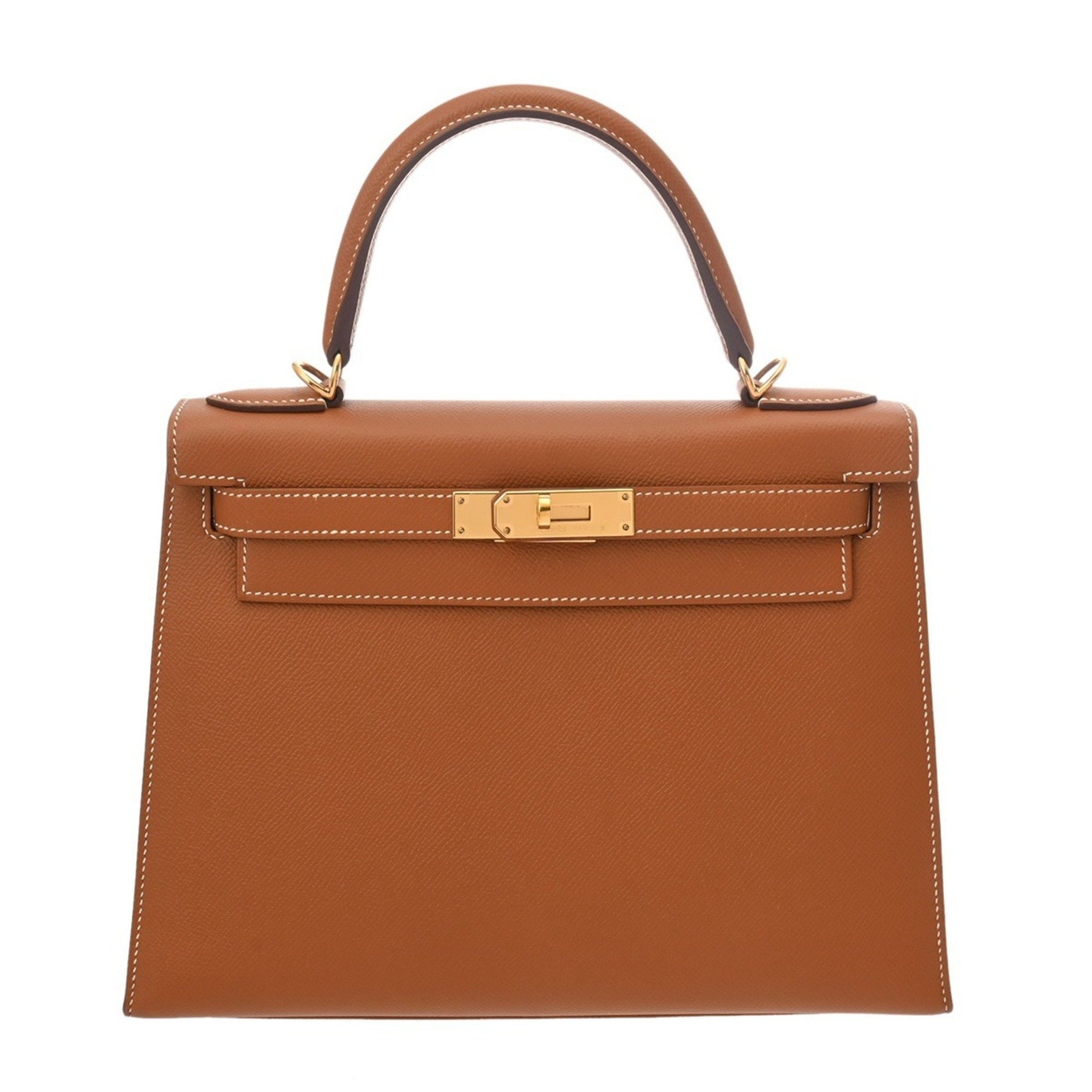 HERMES Kelly 28, Outside Stitching, Gold, A Stamp (circa 2017), Women's Box Calf Scarf, 2-Way Bag, A-Rank, Pre-Owned, Ginzo