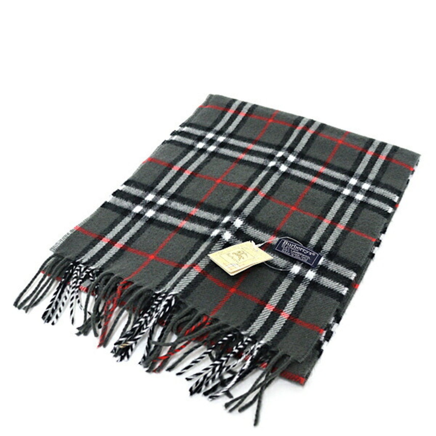 Burberry Check Scarf 100% Lambswool Nova Grey