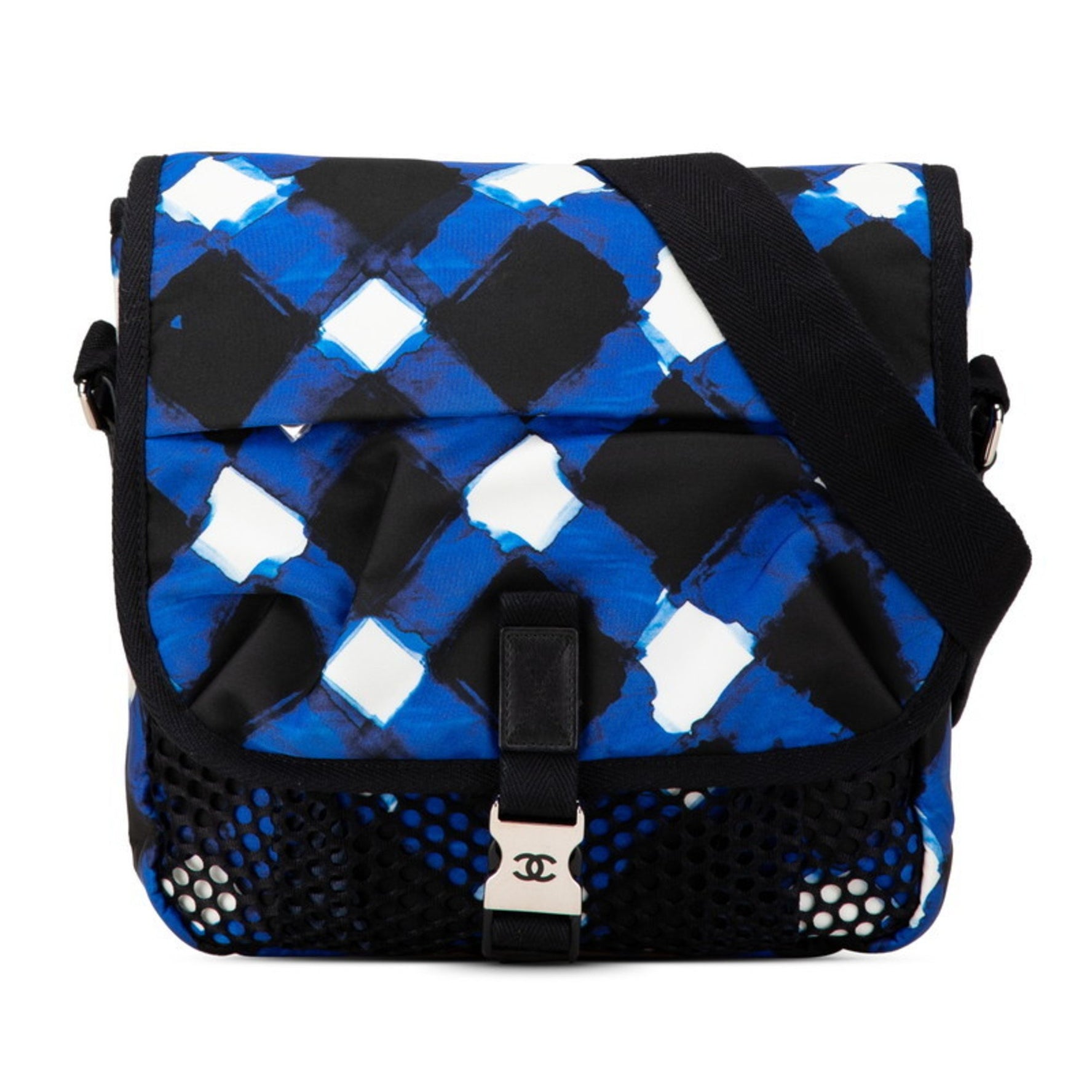 Chanel Airline Messenger Bag Shoulder Blue Multicolor Nylon