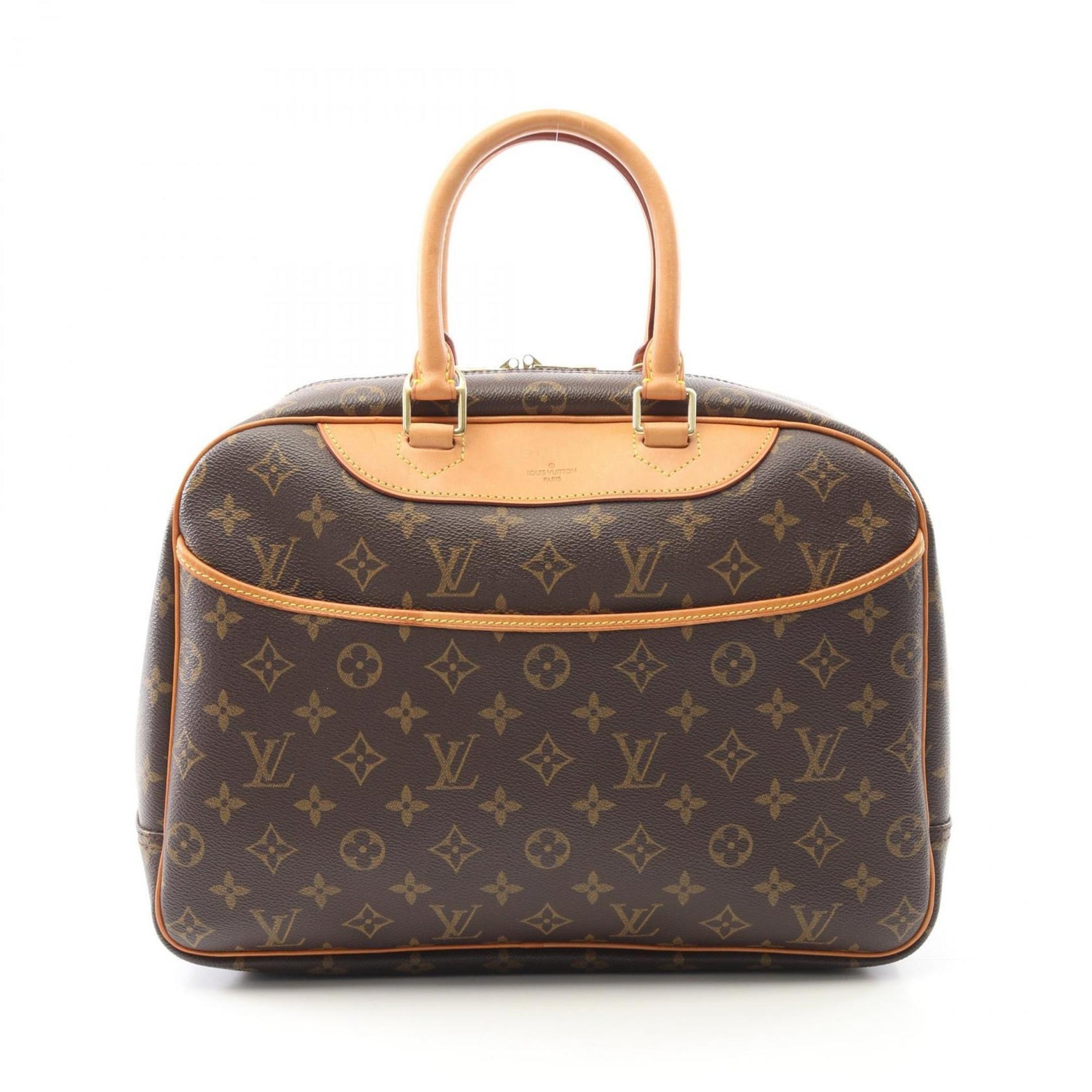 Louis Vuitton Deauville Bowling Vanity Handbag in Coated Canvas and Leather with Monogram Design, Brown