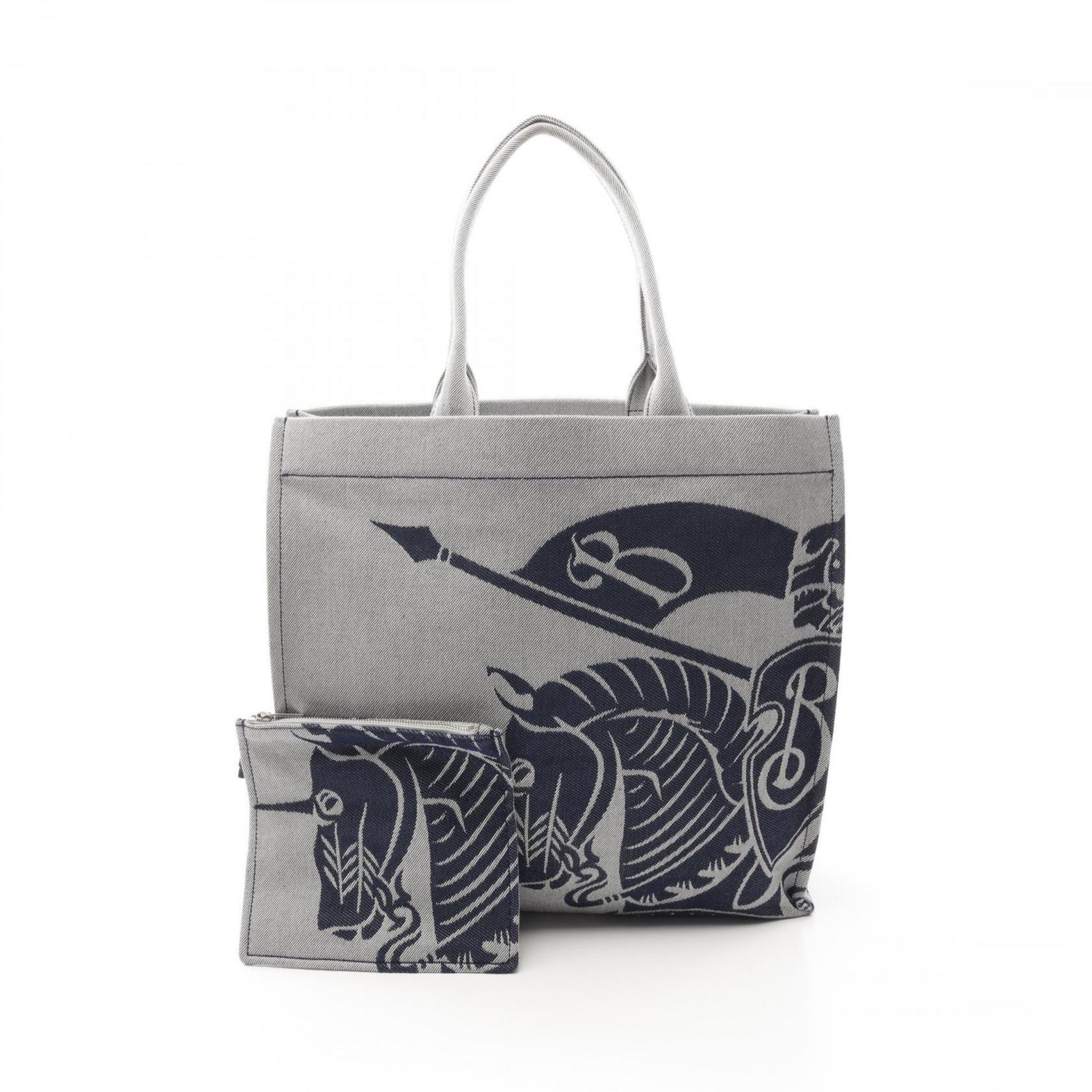 Burberry EKD XL SQUARE TOTE Tote Bag Canvas Gray Navy