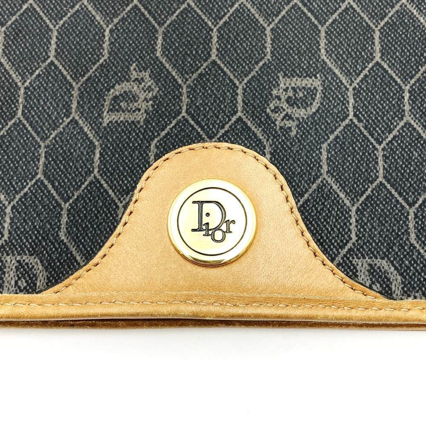 Christian Dior Dior Christian Honeycomb Shoulder Bag Brown Leather