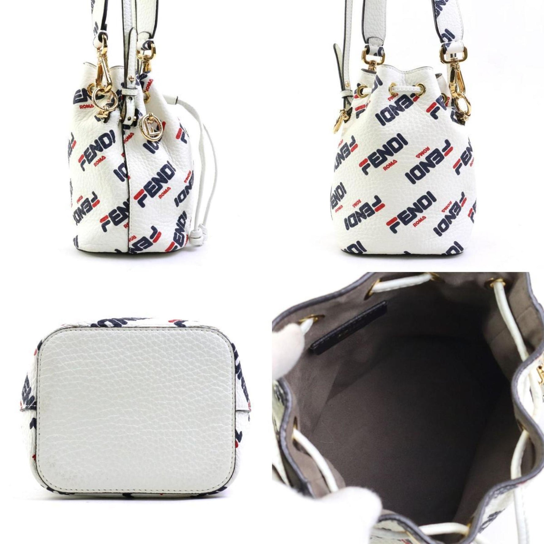 FENDI handbag shoulder bag Montresor leather metal gold ladies