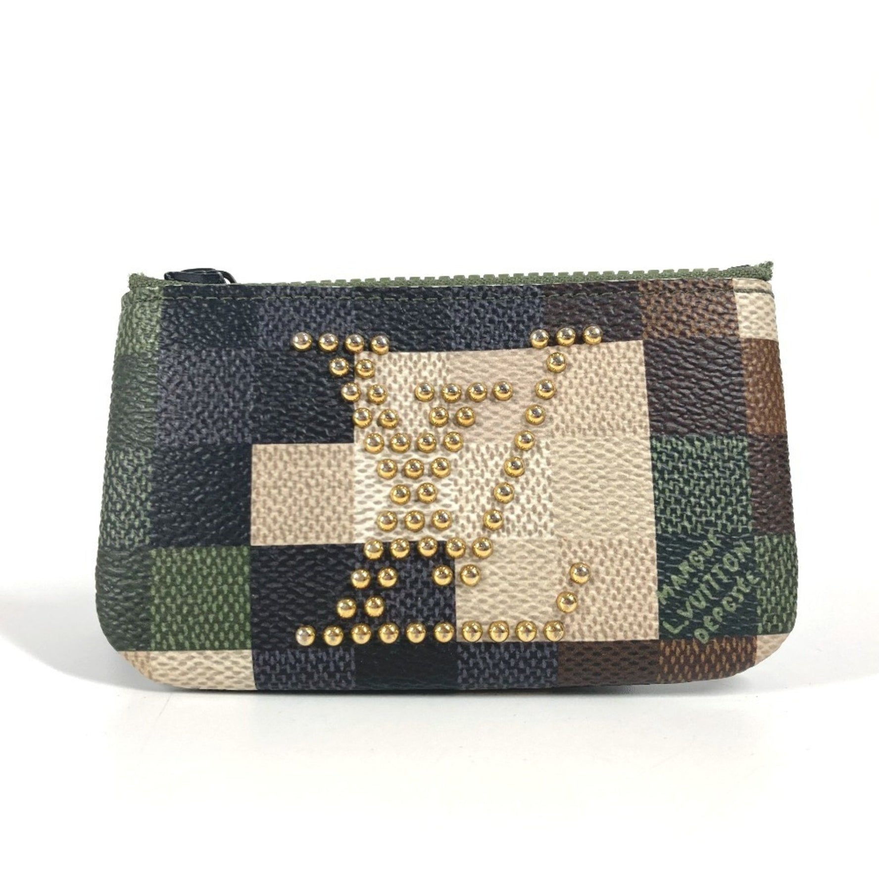 Louis Vuitton Damier Pop Pochette Cle Wallet Coin Purse Keychain Bag Charm Studs Wallet/Coin Case Leather Men's