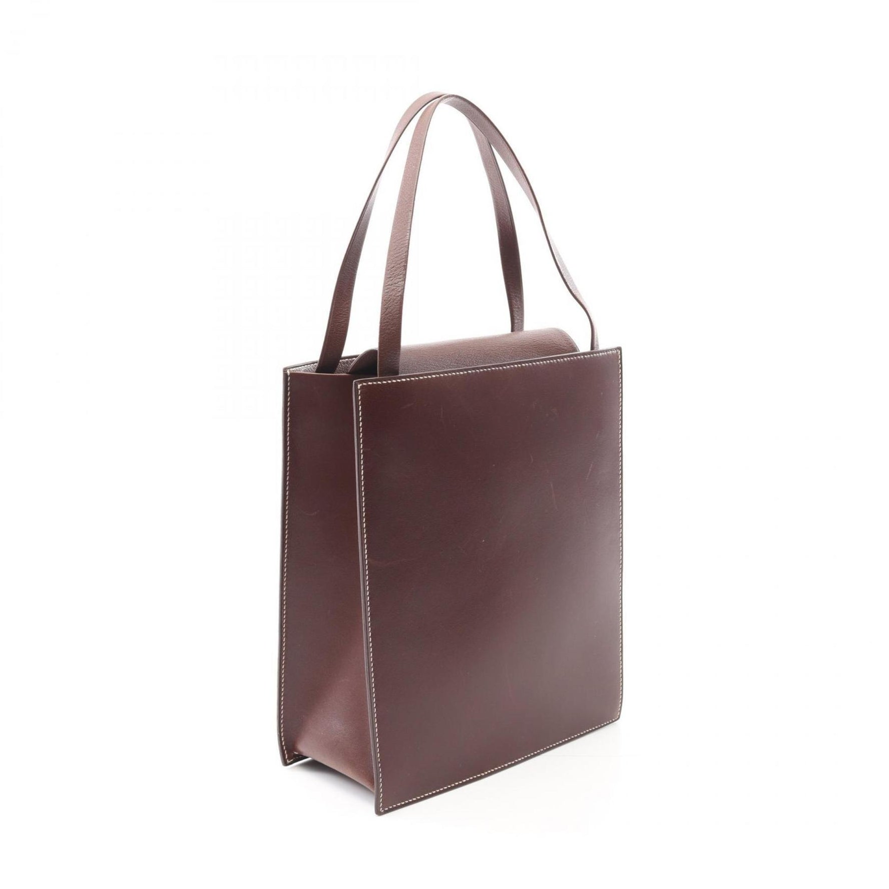 Hermes Hermès Lucy MM handbag in box calf leather, brown.