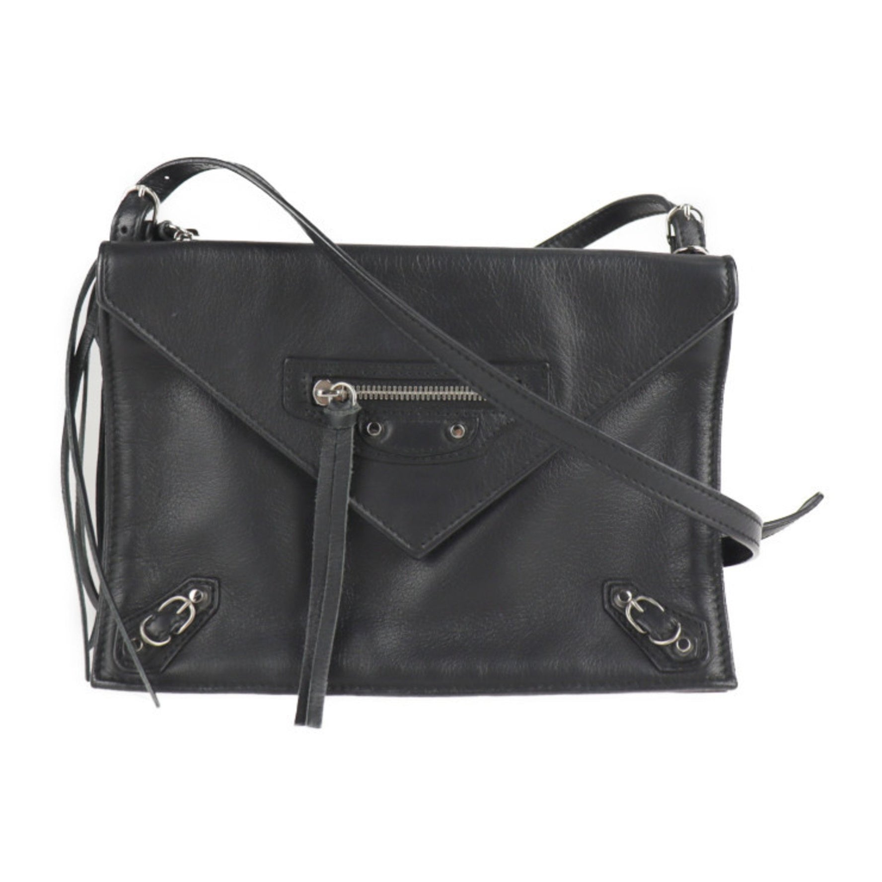 BALENCIAGA paper shoulder bag leather clutch mini handbag