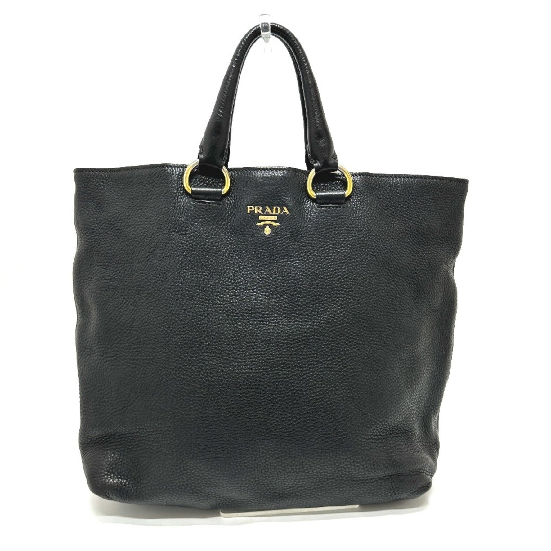 PRADA Logo Tote Bag Leather