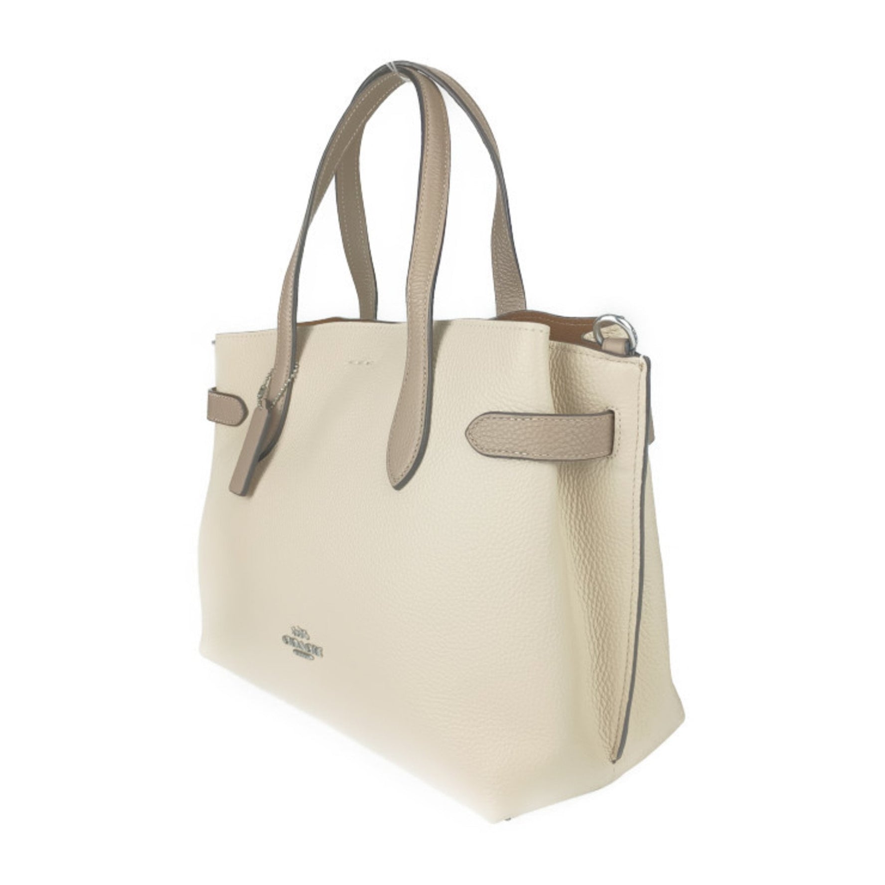 COACH Tote Bag HANNA CARRYALL Hanna Carryall Ivory Beige Pebble Leather Shoulder