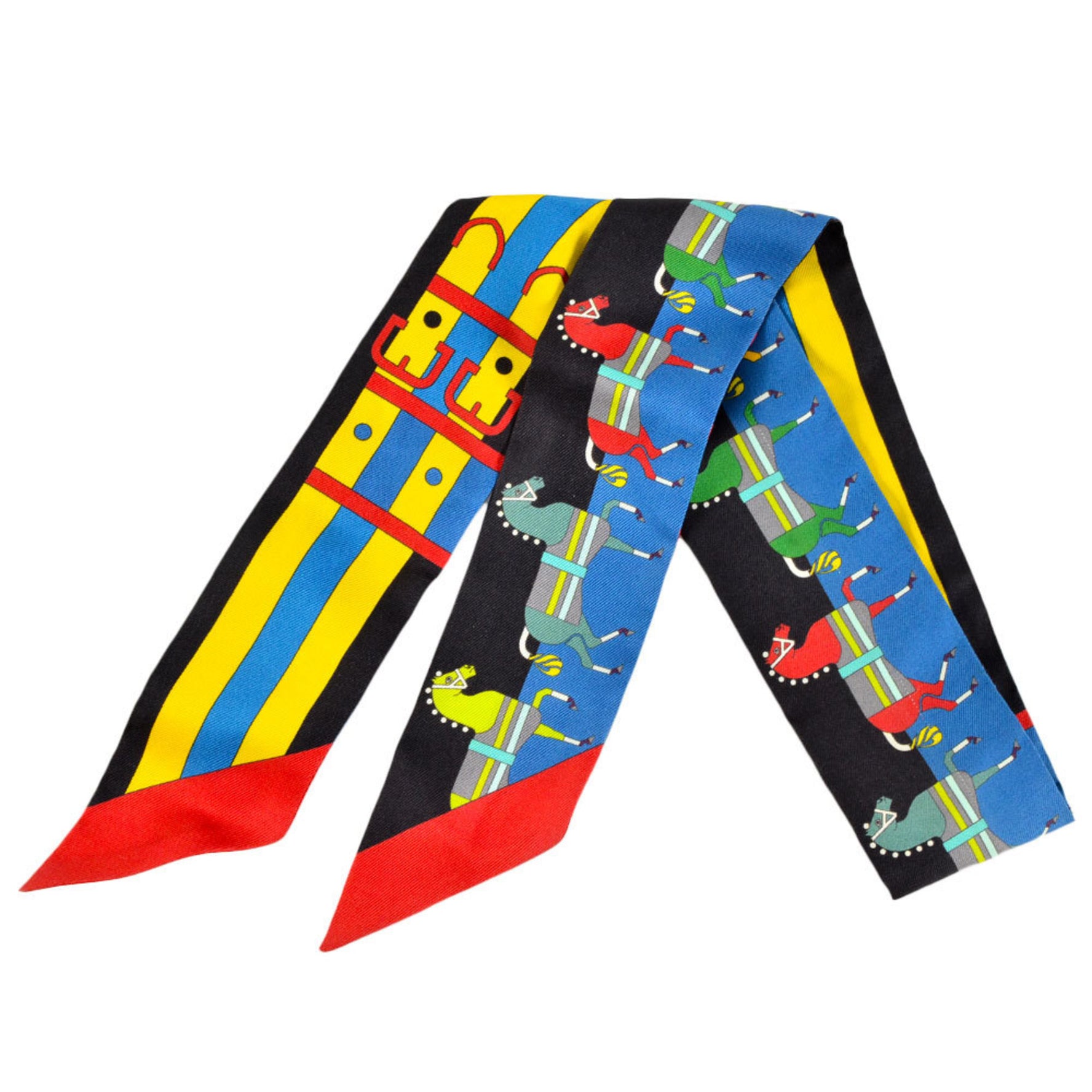 Hermes ROCABAR Twilly Scarf Silk Multicolor Horse