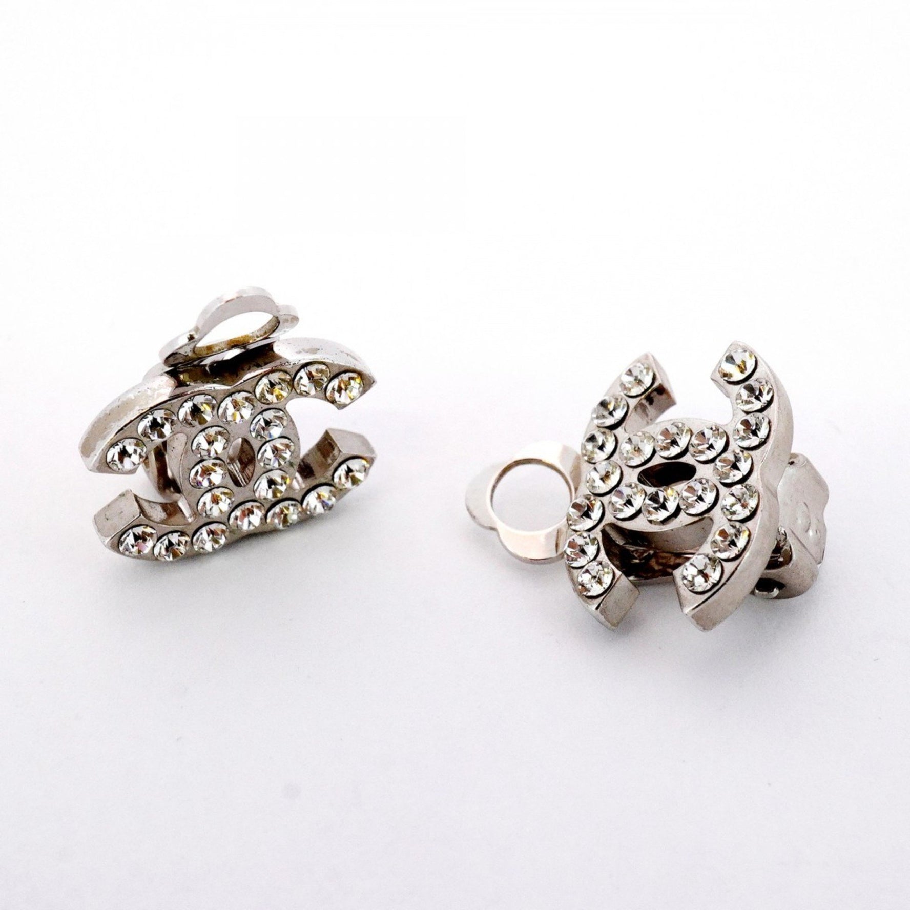 Chanel Coco Mark Metal Rhinestone Earrings