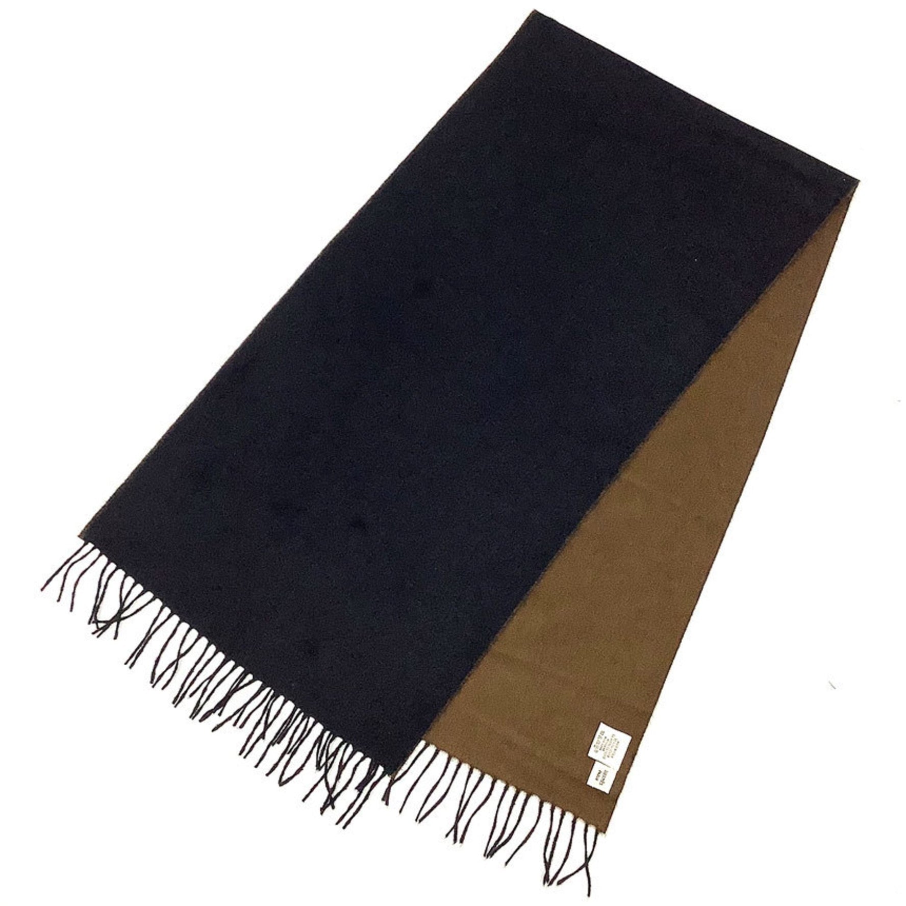 HERMES scarf stole Gaultier period black x brown cashmere wool bicolor men's unisex
