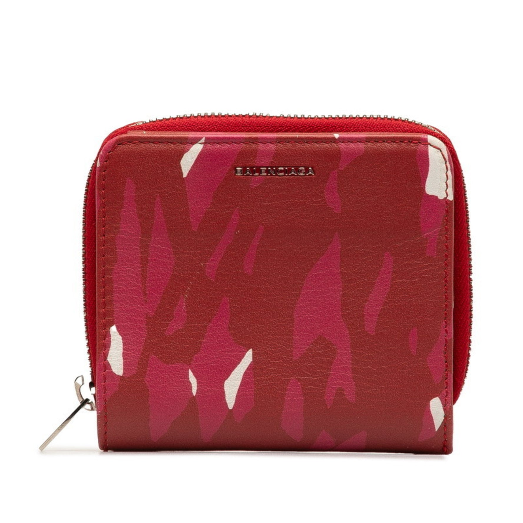 Balenciaga Bi-fold Compact Wallet Red Leather