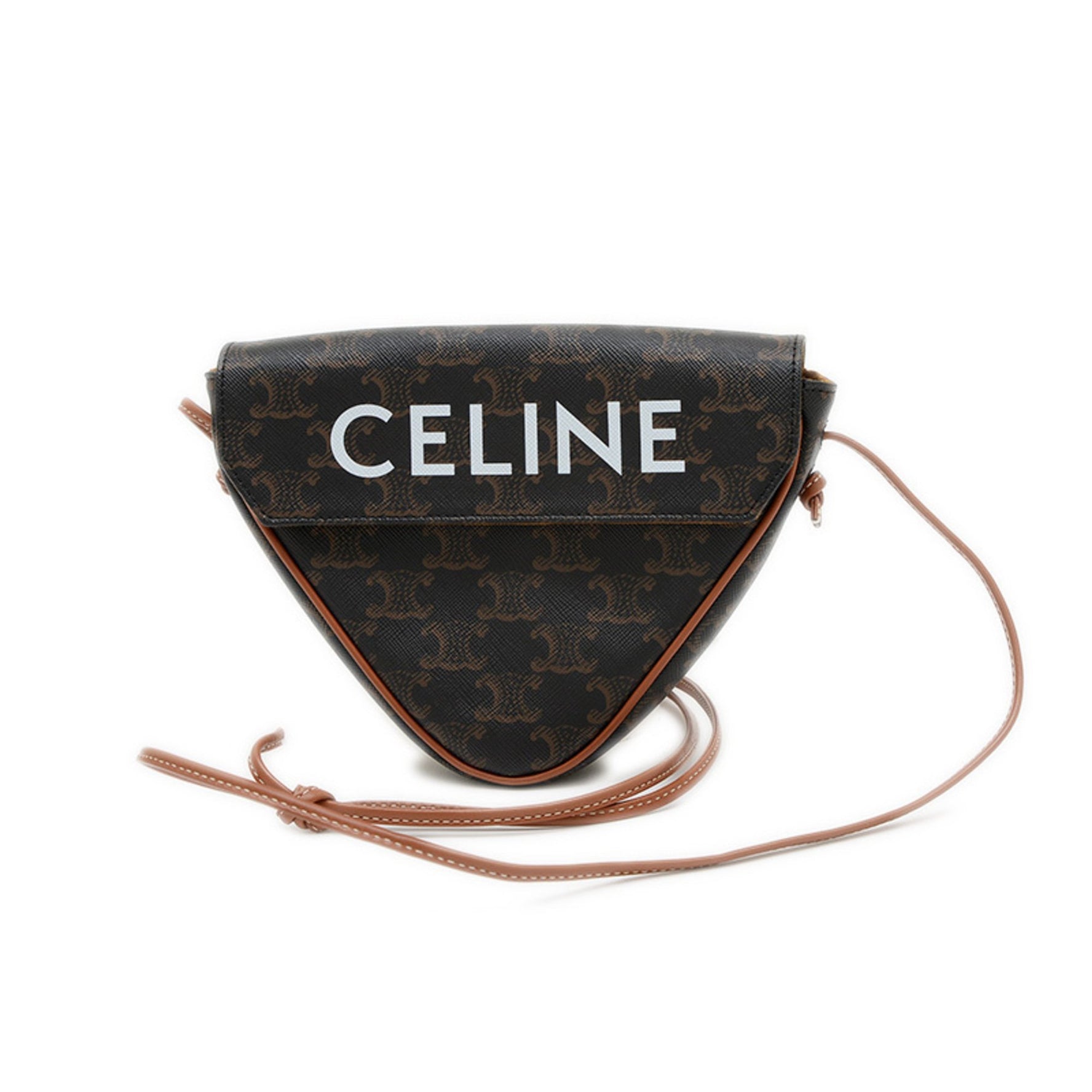 Celine Triomphe Triangle Shoulder Bag Tan Black