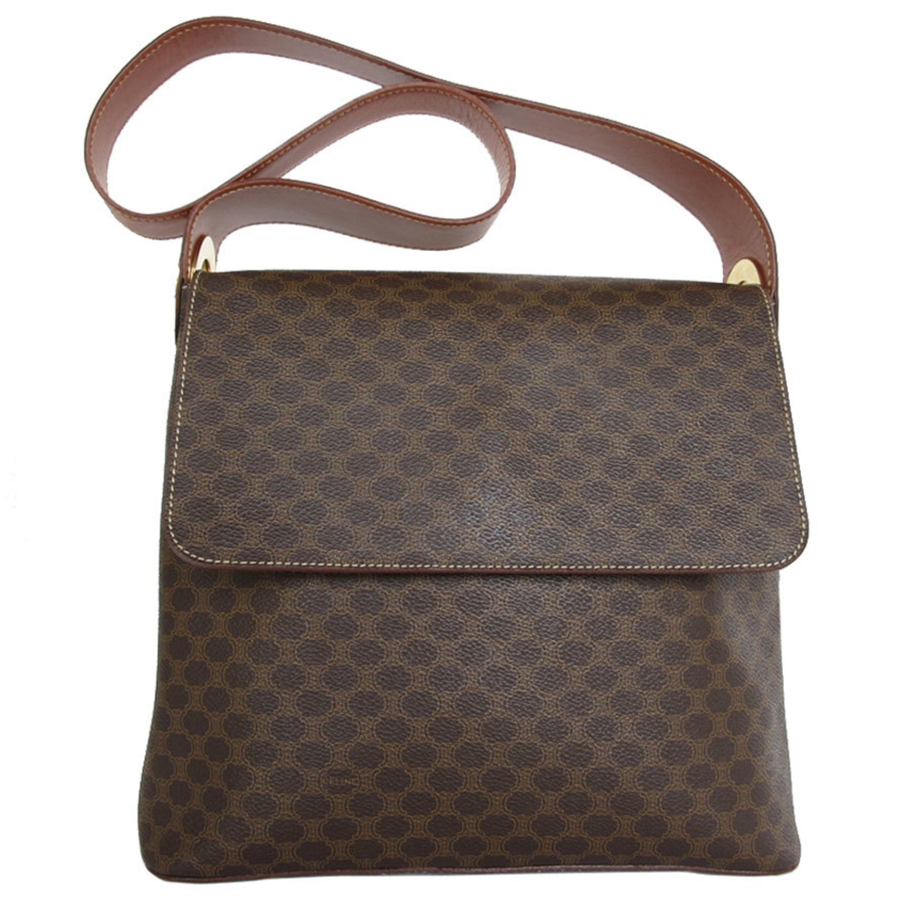 Celine Shoulder Bag, Macadam Leather, and Gold