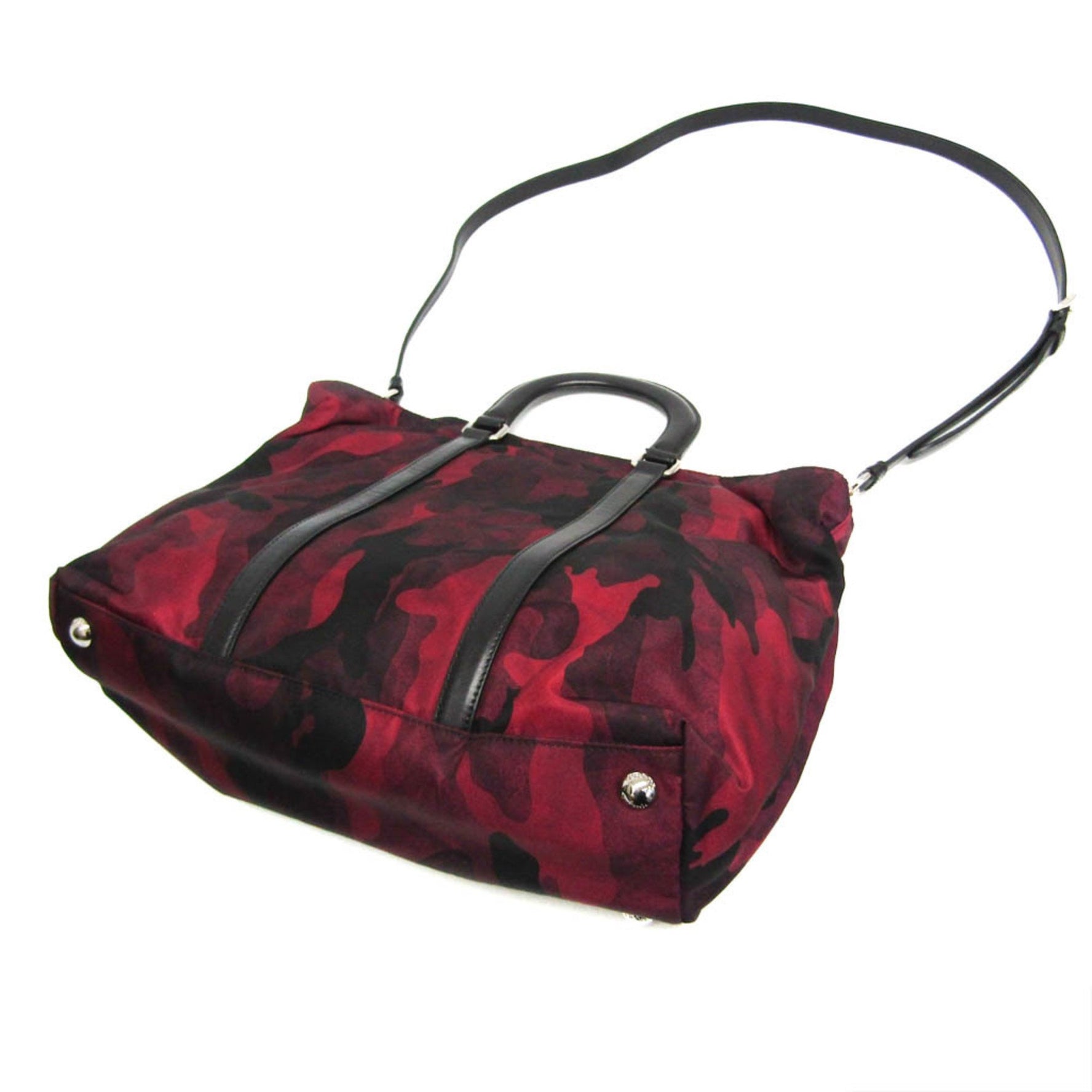 Prada Tessuto Camouflage Pattern BN2791 Women's Nylon,Leather Shoulder Bag Red Color