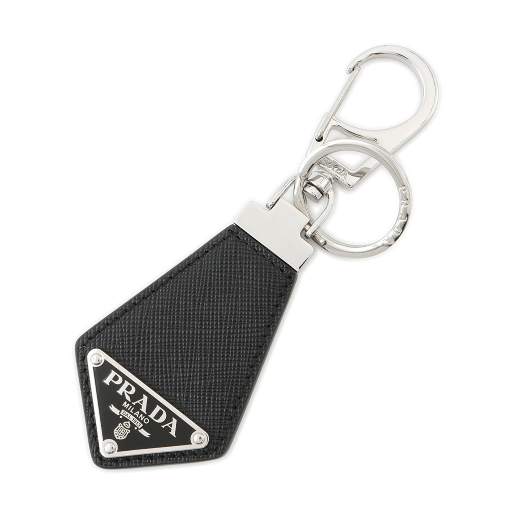 Prada Saffiano Triangle Keychain Charm