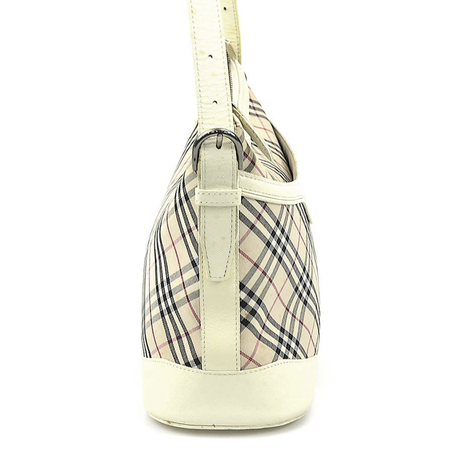 Burberry shoulder bag, Nova check canvas, leather, beige, off-white