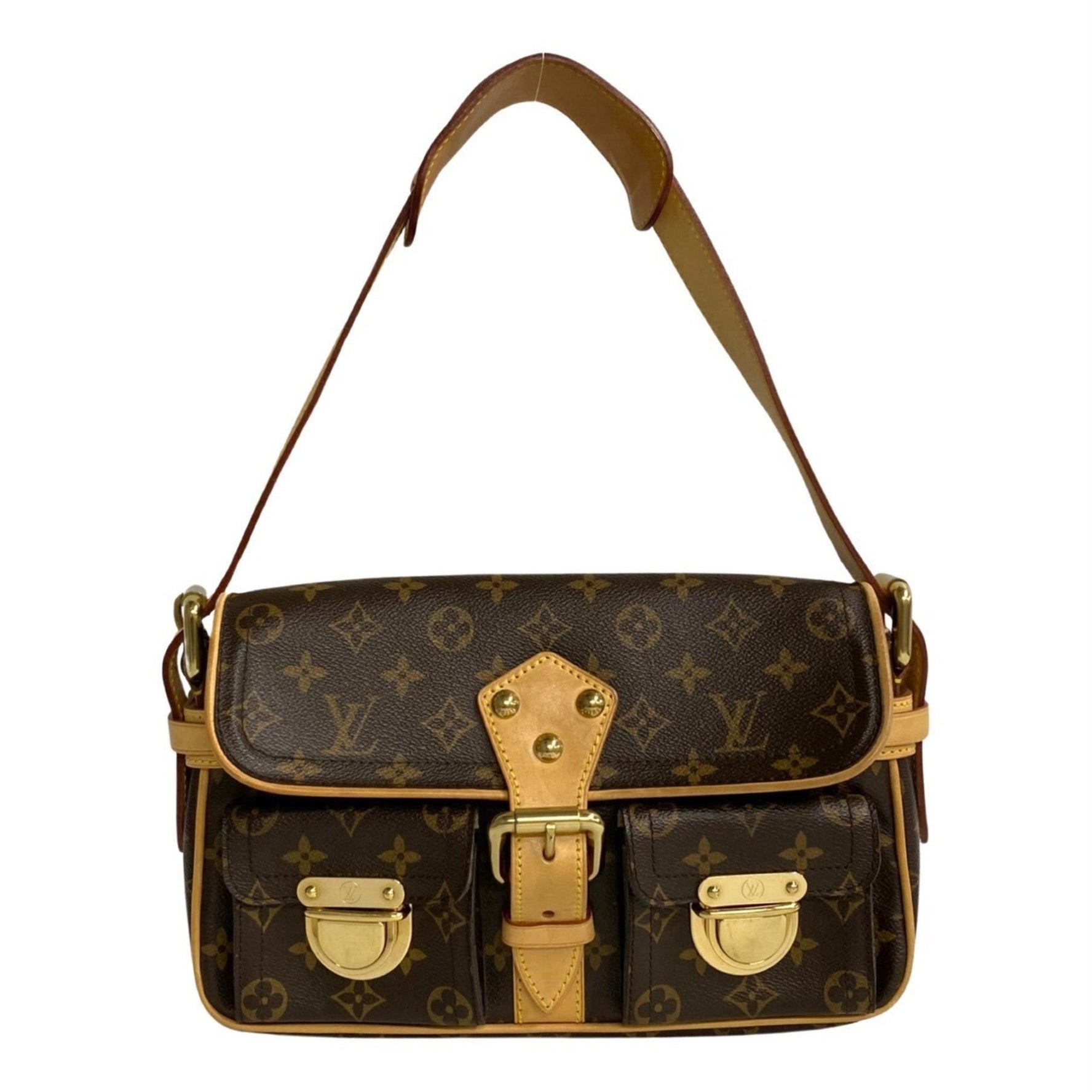 Louis Vuitton Hadson PM Monogram Leather Semi Shoulder Bag Tote Brown