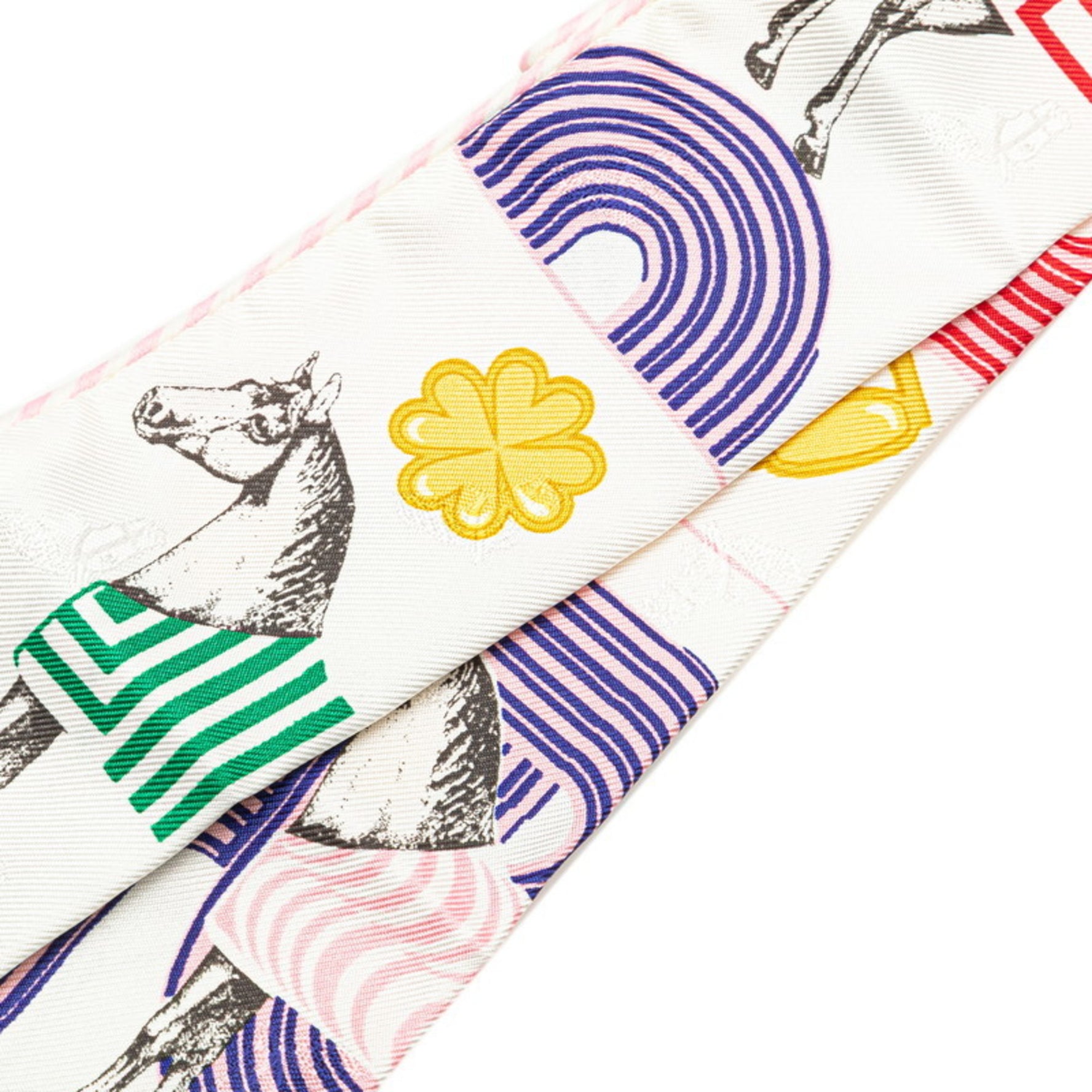Hermes Twilly Garde Robe Pop Scarf Muffler White Multicolor Silk