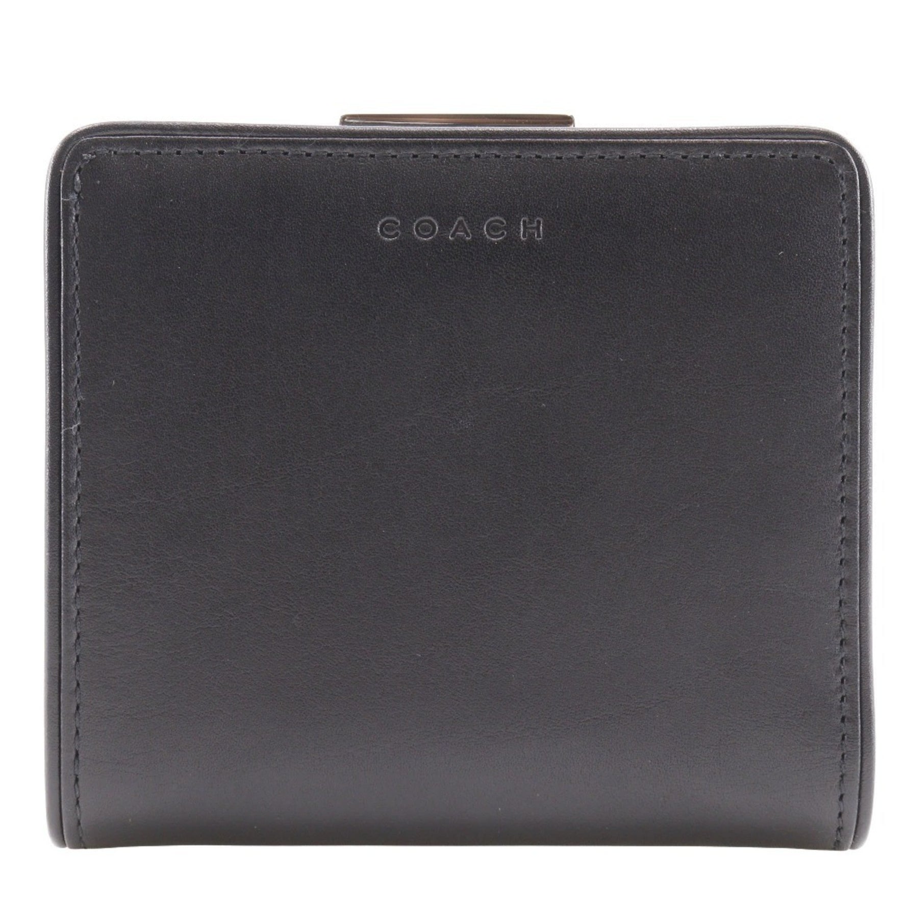 COACH bi-fold wallet, calf leather, made in China, snap button, logo