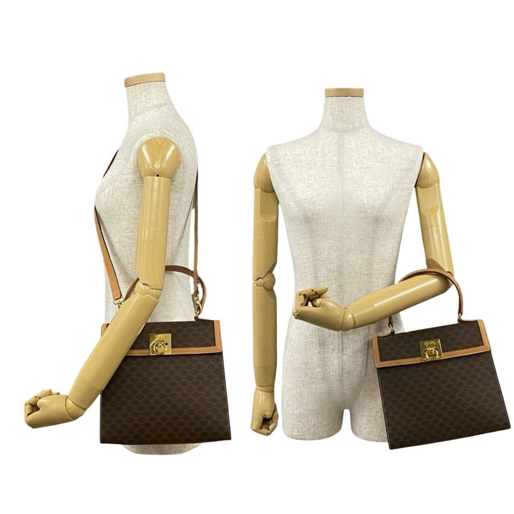 CELINE Macadam Blason Pattern Logo Ring Hardware Leather Handbag/Shoulder Bag