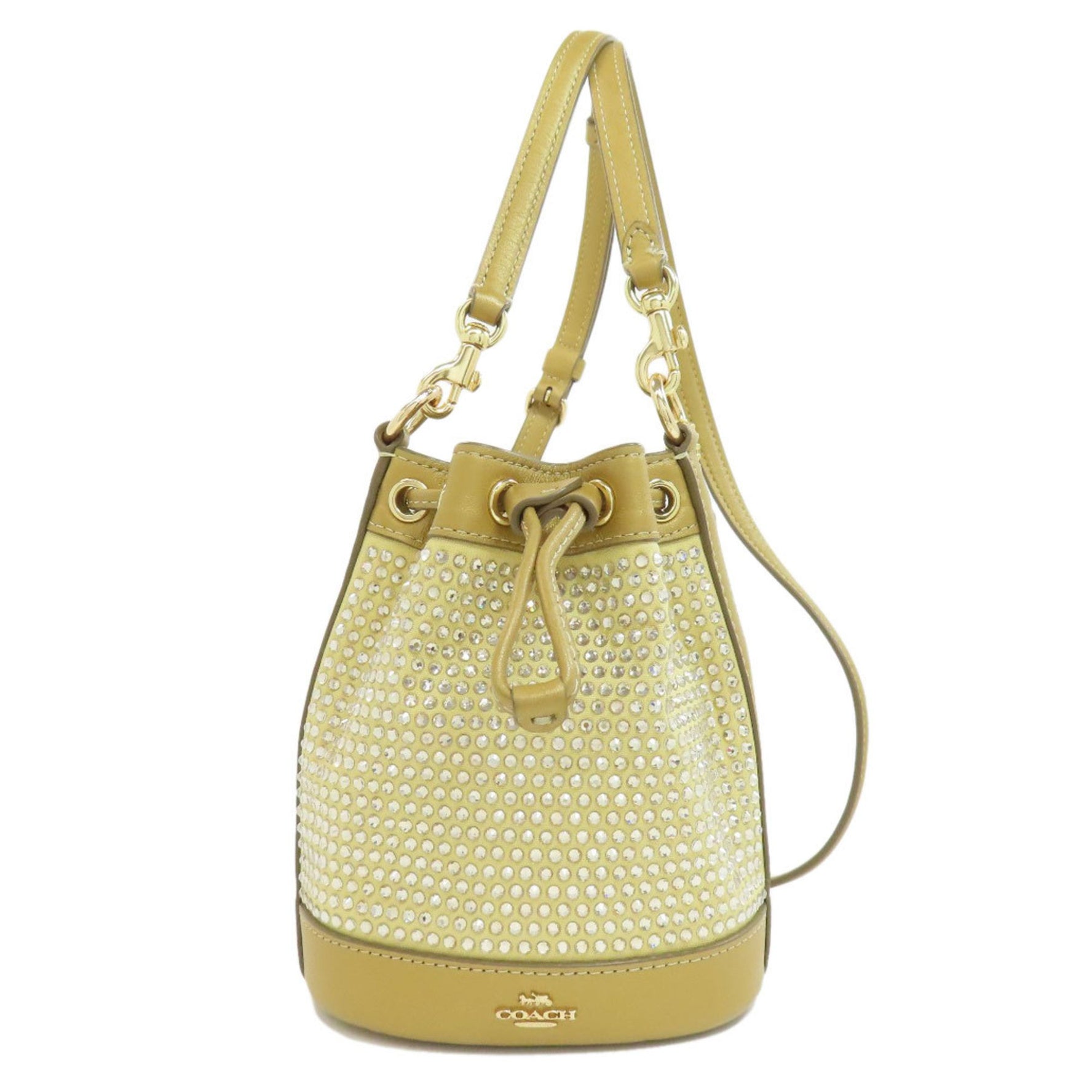 Coach Mini Bucket Rhinestone Shoulder Bag Leather Canvas x
