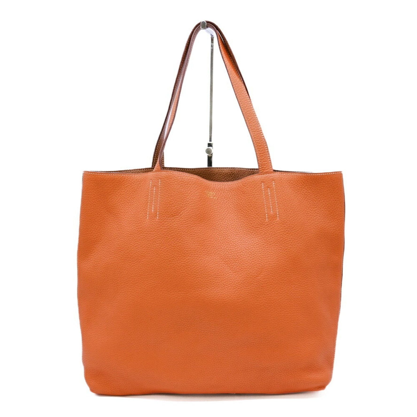 HERMES Double Sens 36 Tote Bag Taurillon Clemence Gold Brown Orange □P