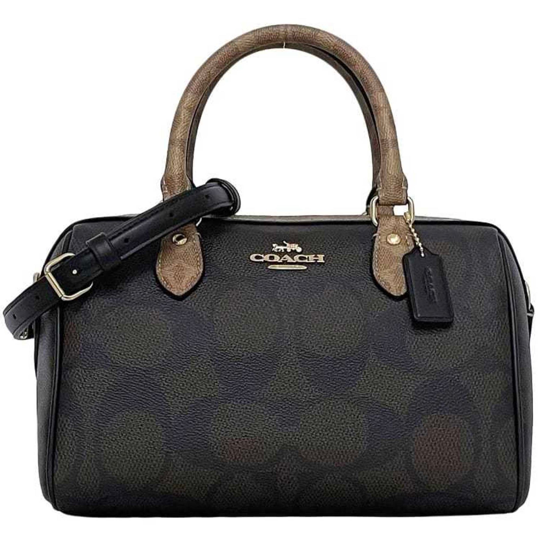Coach bag Lowan Satchel Brown Beige Signature PVC Leather Mini Crossbody Shoulder Bag