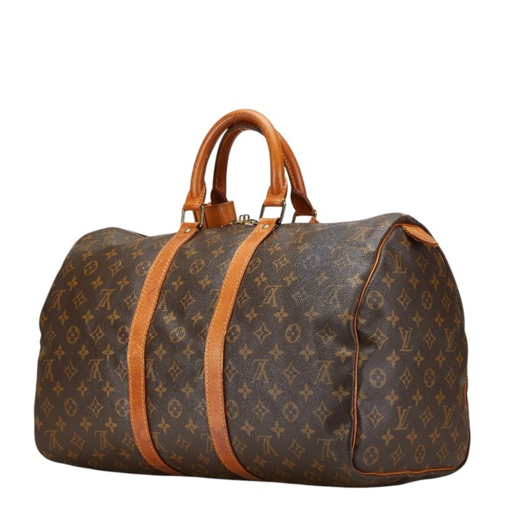 Louis Vuitton Monogram Keepall 45 Boston Bag Travel PVC Leather