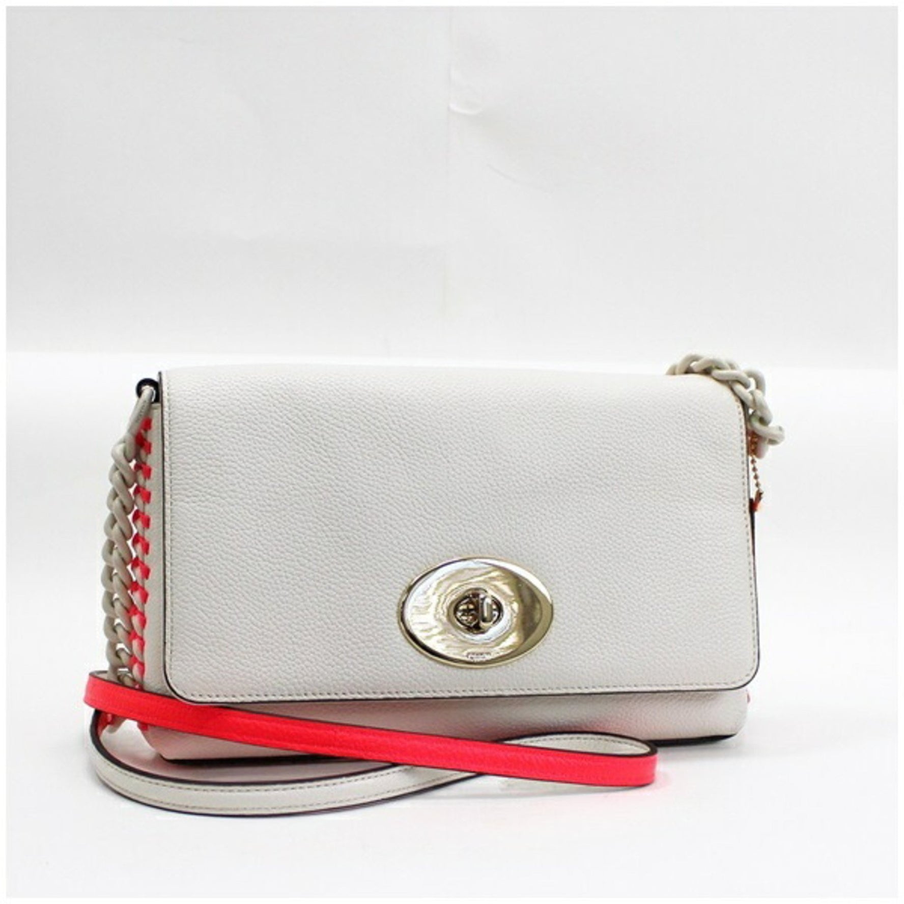 Coach Shoulder Bag CROSSTOWN x BODY Leather White Pink Ladies Pochette