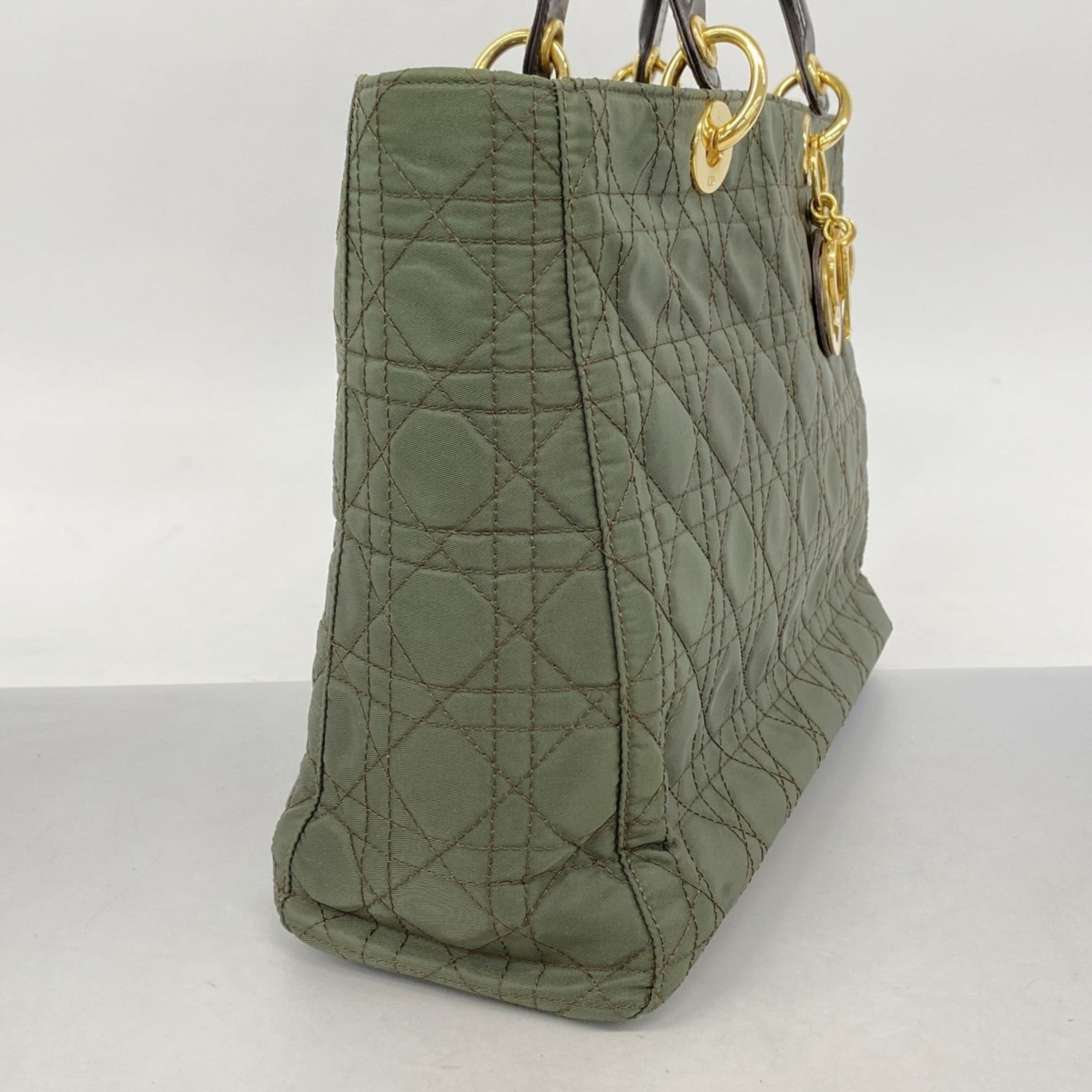 Christian Dior Cannage Lady handbag in khaki and brown nylon