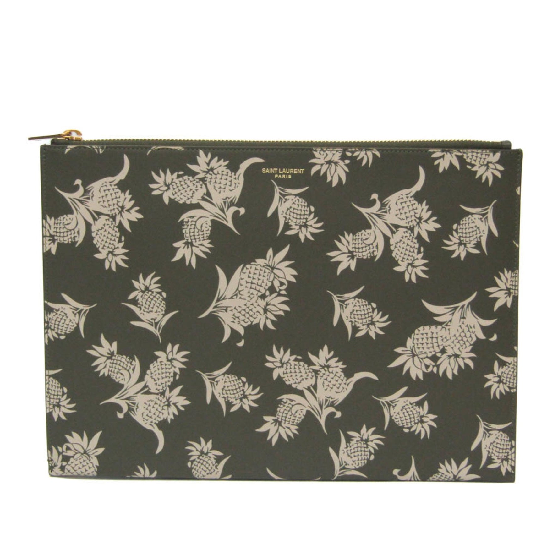 Saint Laurent Pineapple Pattern Leather Clutch Bag Beige,Khaki
