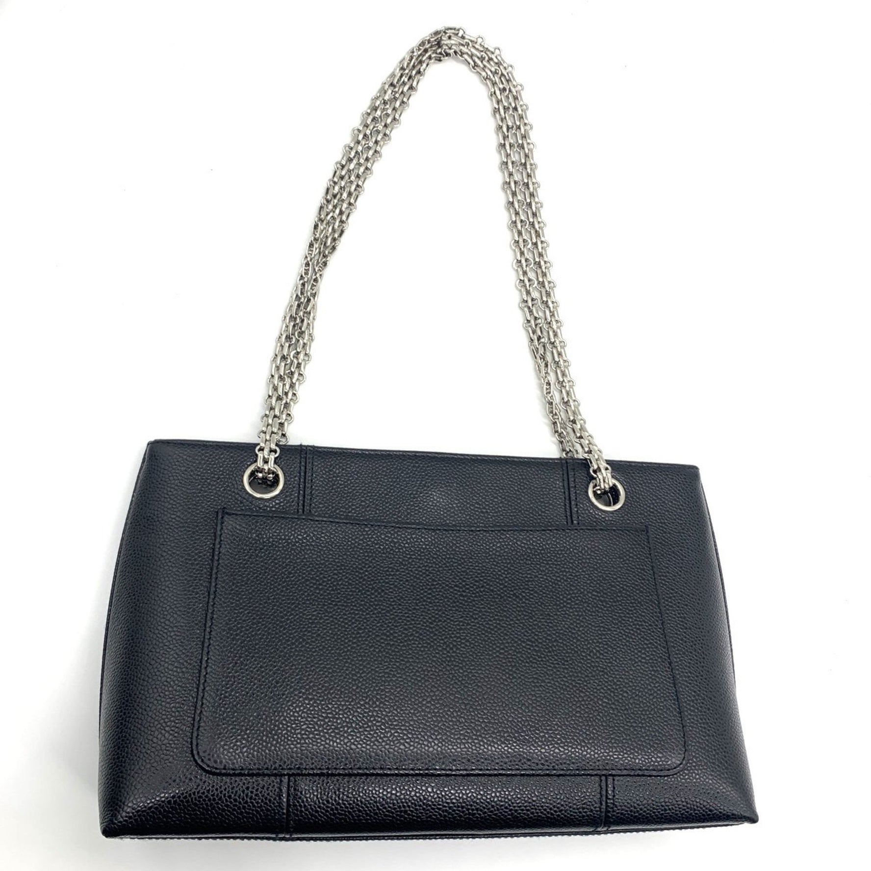 CHANEL COCO MARK CAVIAR SKIN CHAIN TOTE BAG