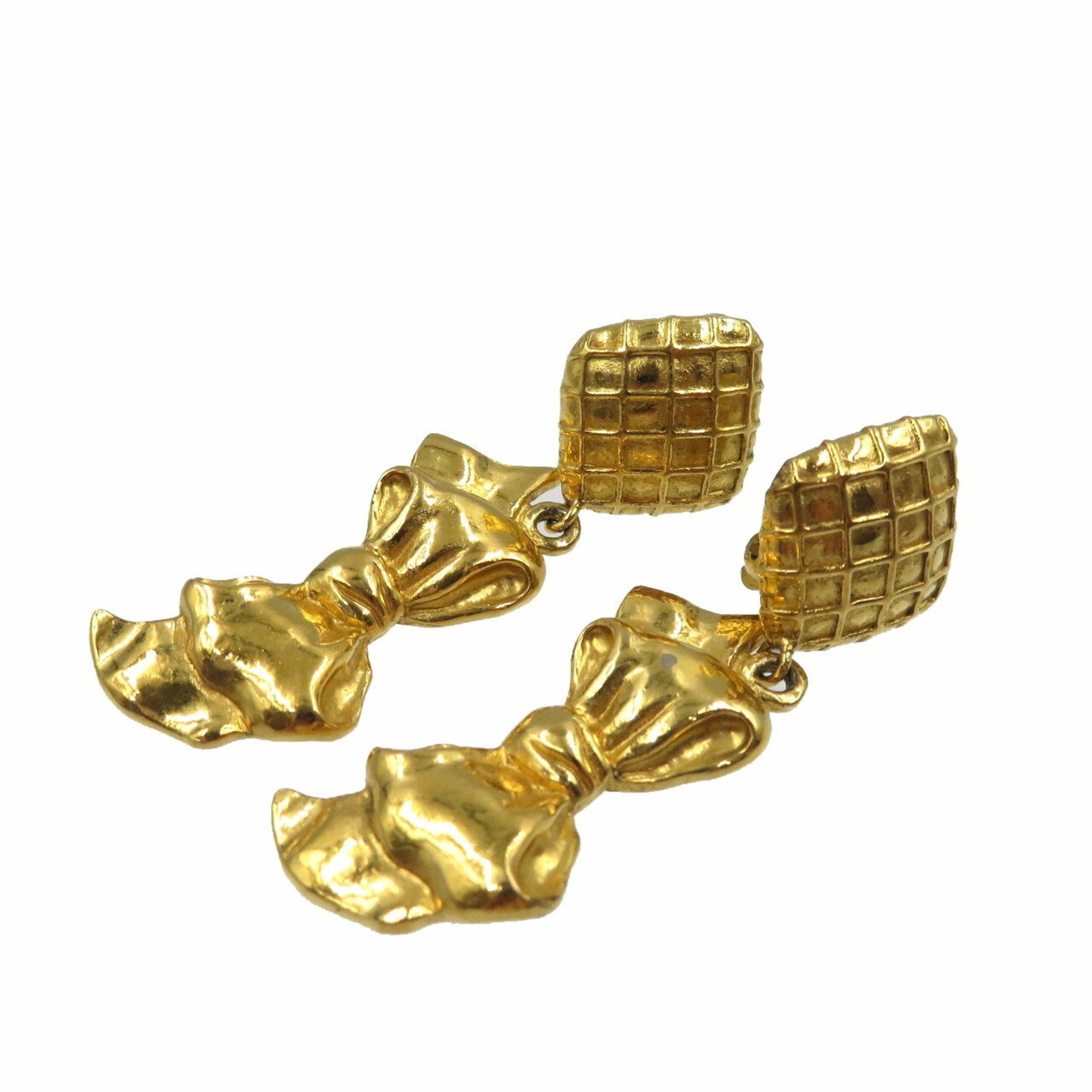 Chanel Ribbon Metal Earrings