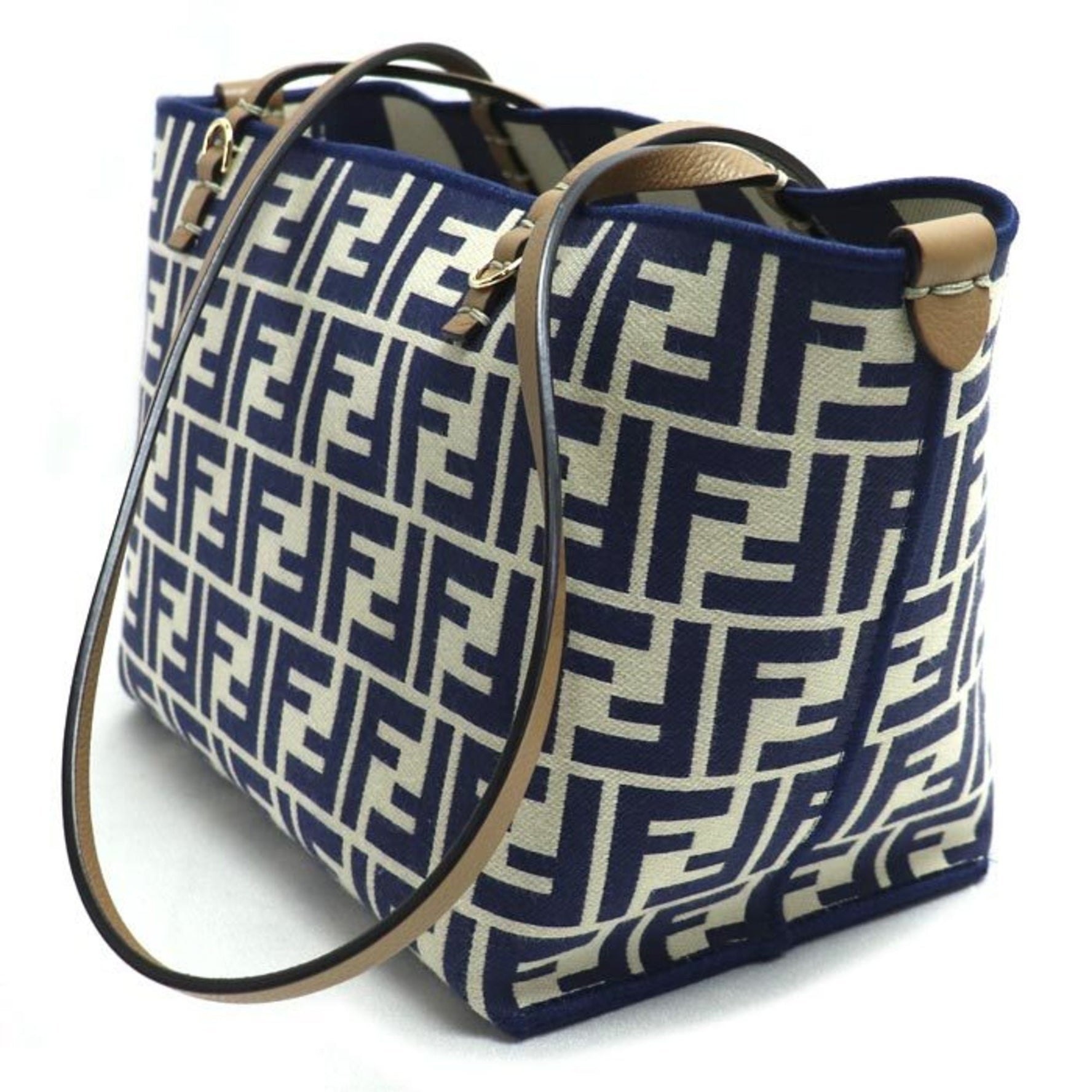FENDI Roll Small Reversible Tote Bag Blue White