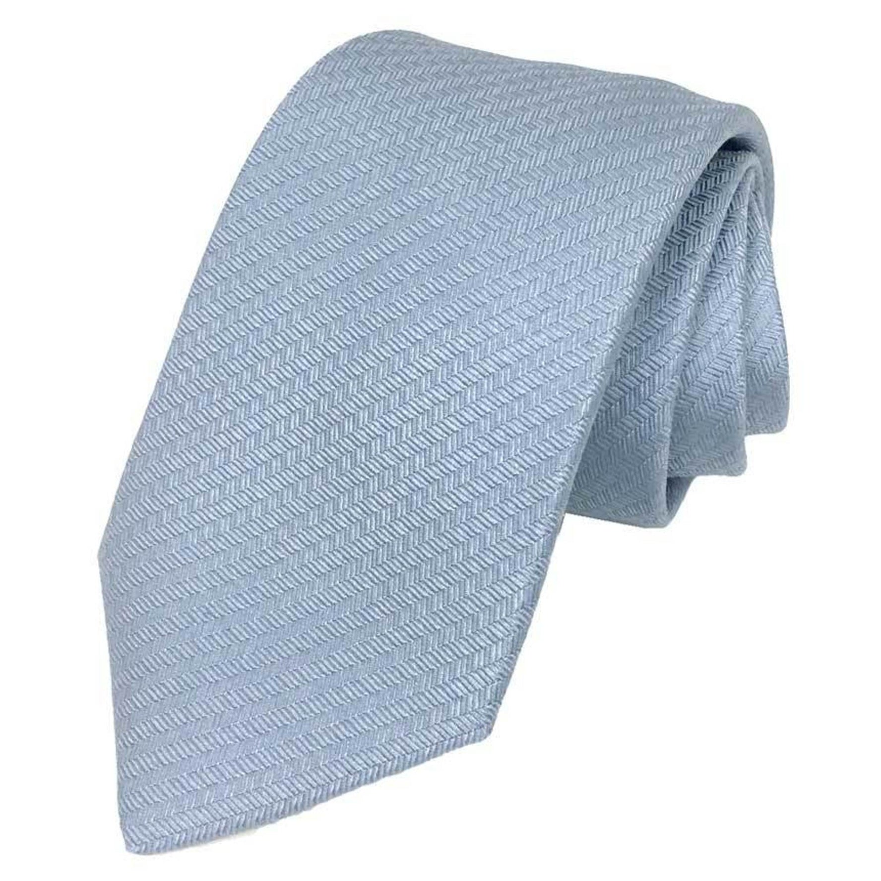 Hermes Tie 03 CRAVATE UNIE SHINY BLEU GRISE Light Blue