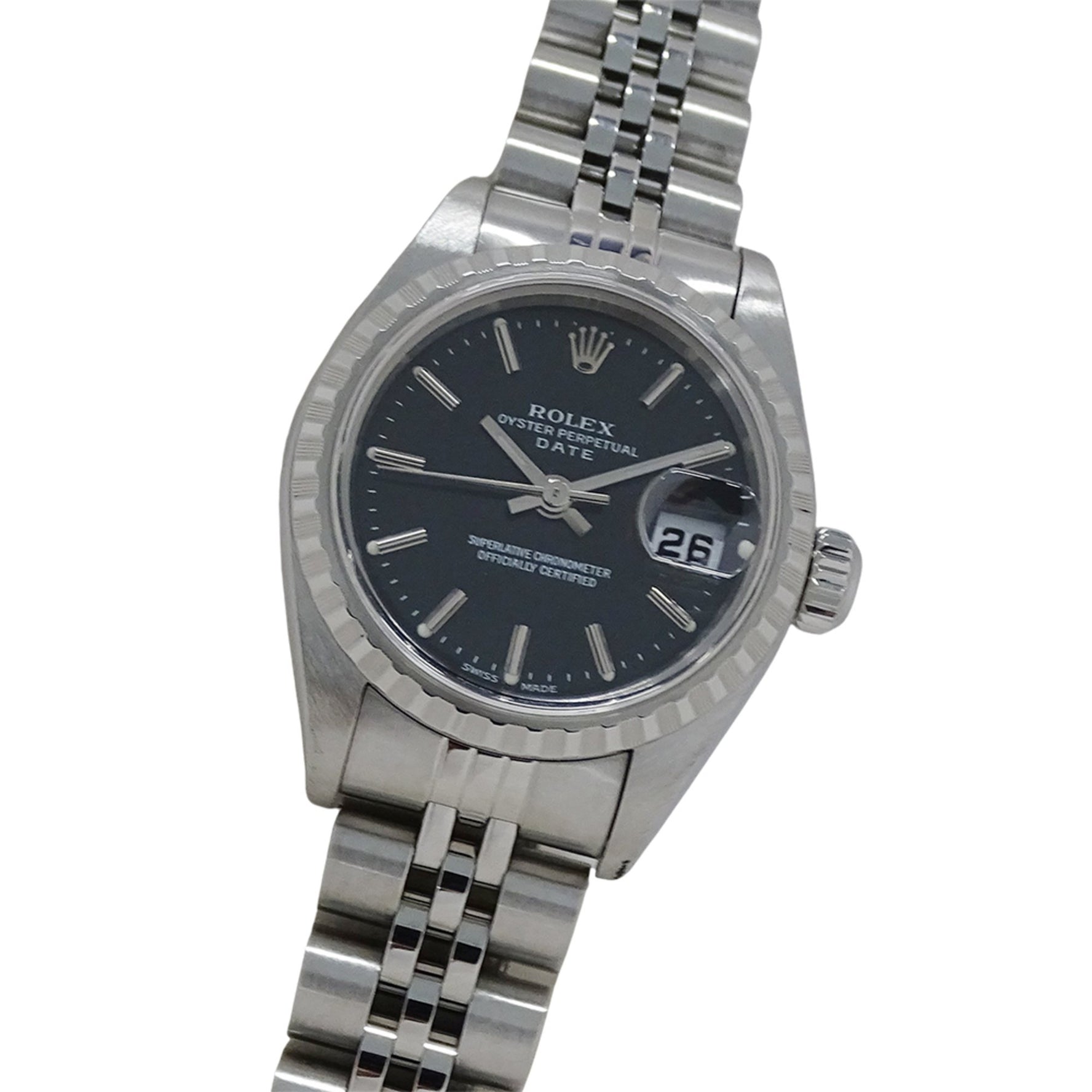 Rolex Oyster Perpetual Date A-series, Automatic Watch, Stainless Steel, Silver/Black, Polished